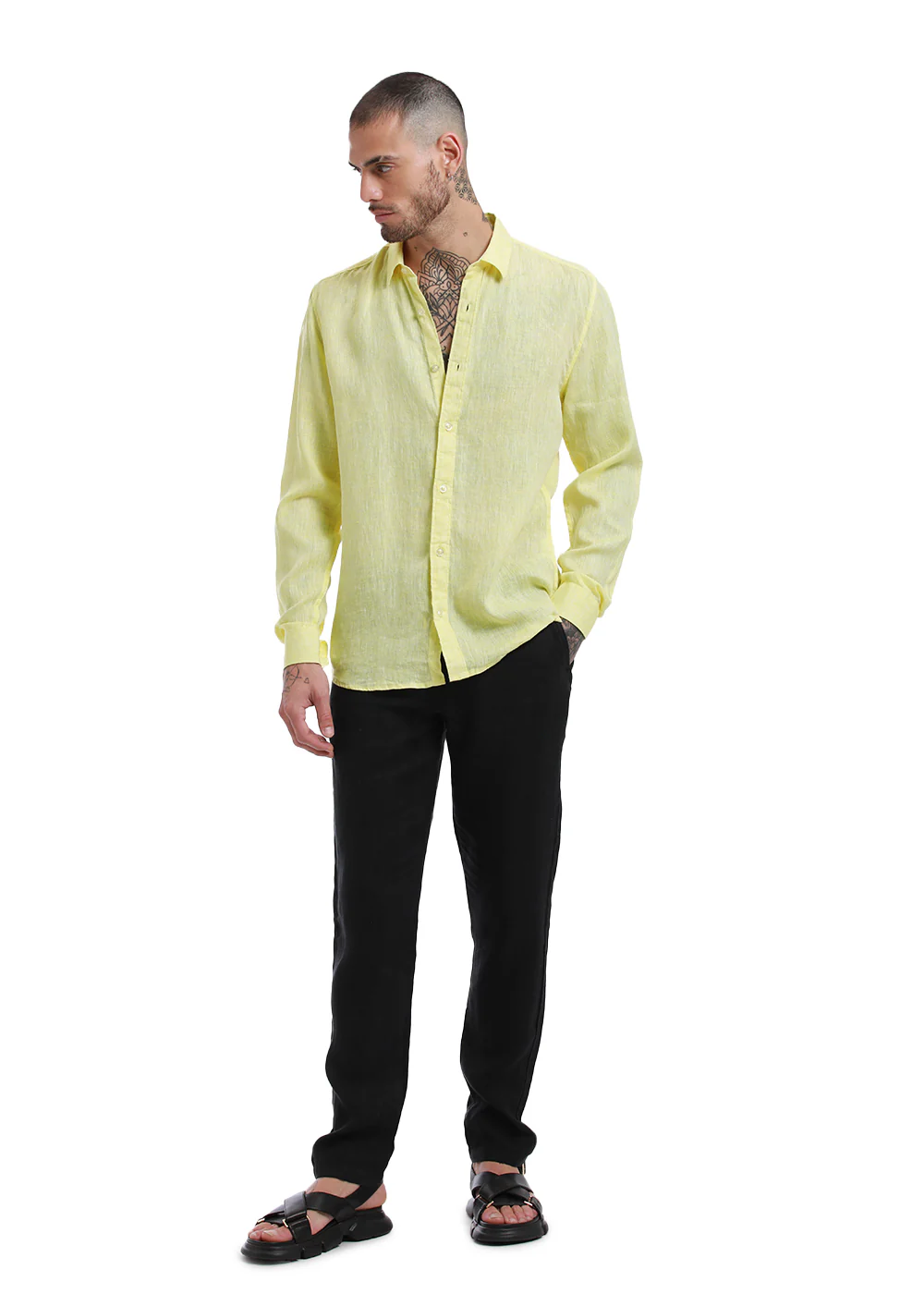 100% Pure Irish Lemon Yellow Linen Shirt - Image 6