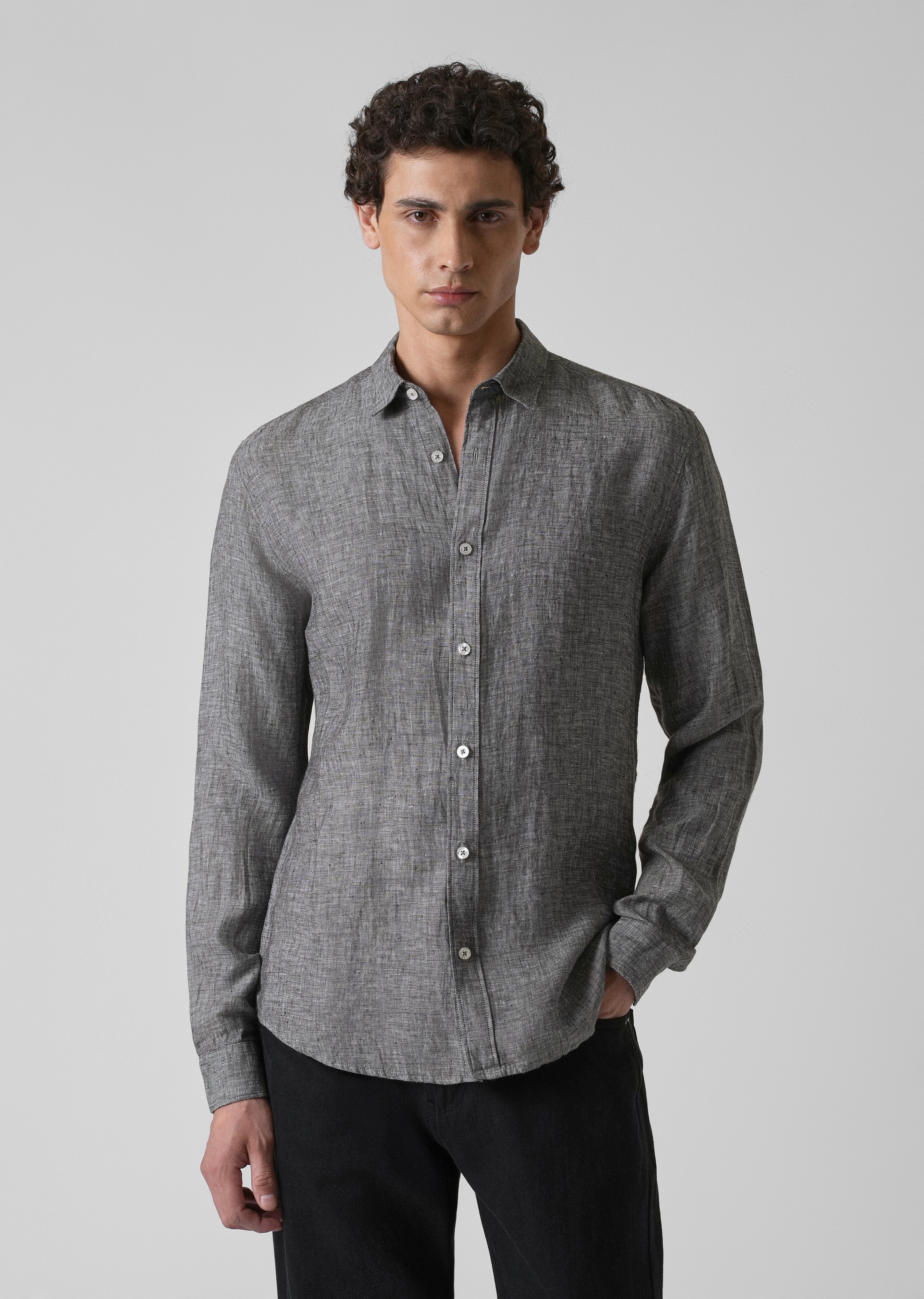 100% Pure Irish Mist Grey Linen Shirt - Image 3