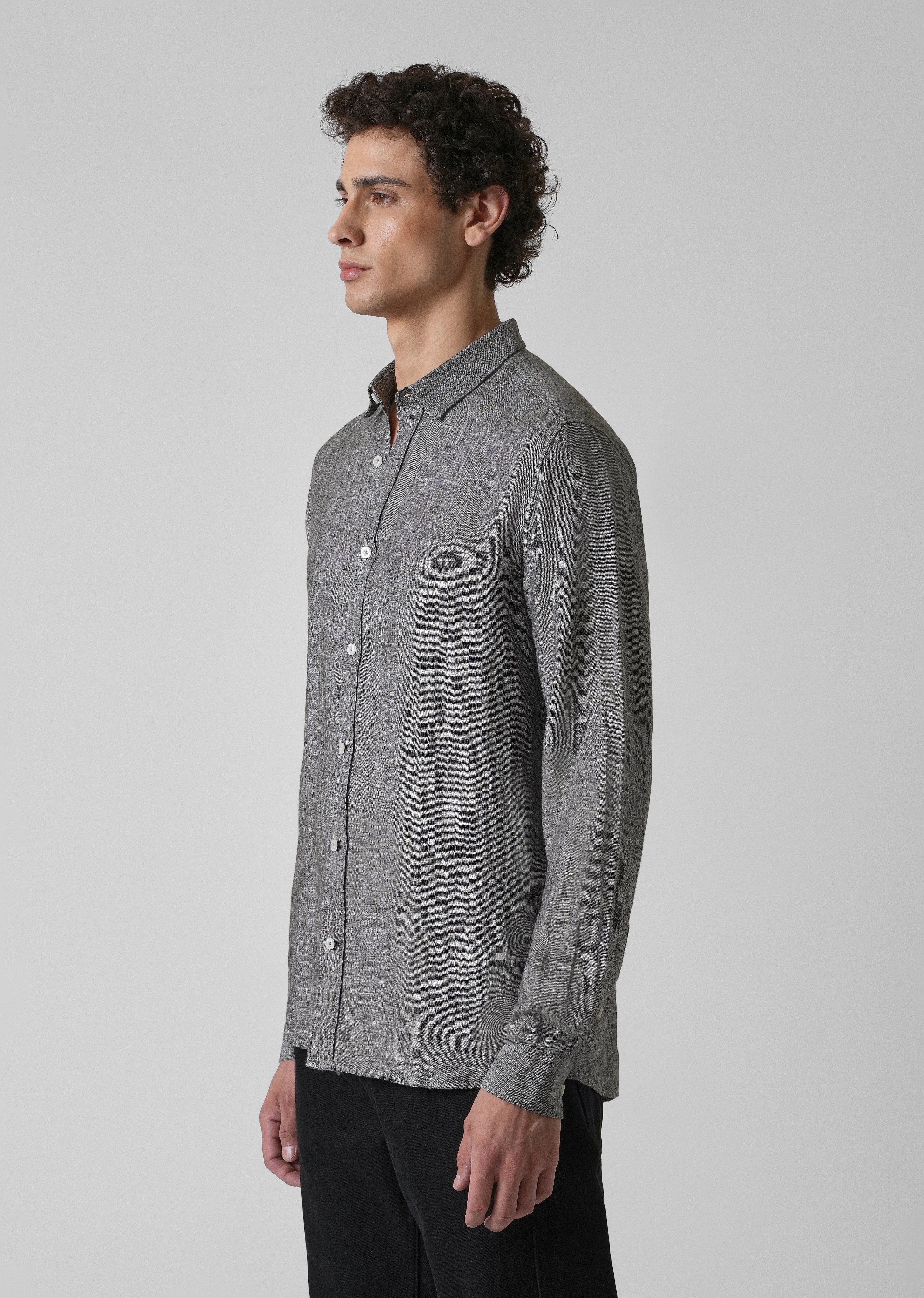 100% Pure Irish Mist Grey Linen Shirt - Image 4