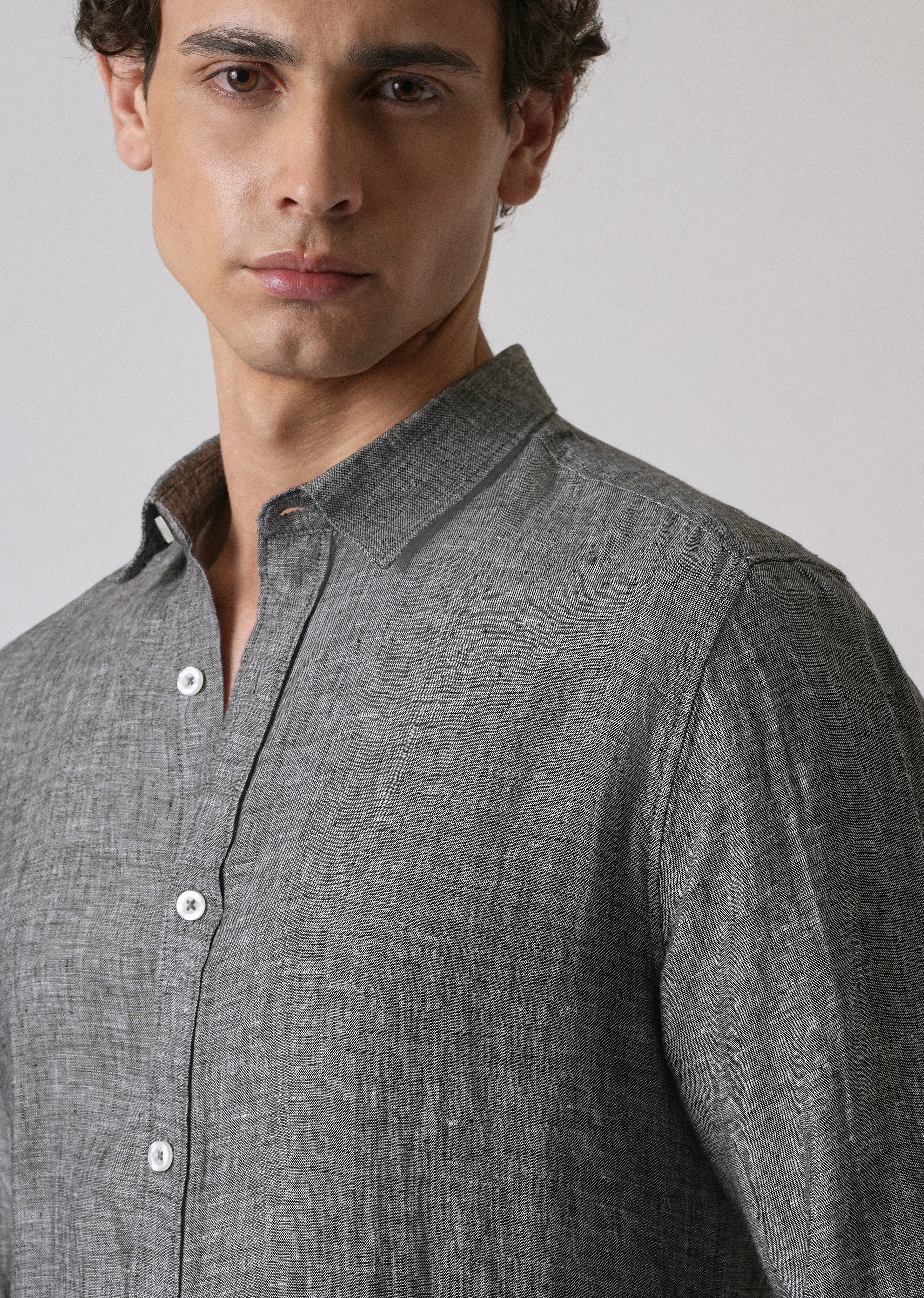 100% Pure Irish Mist Grey Linen Shirt - Image 5