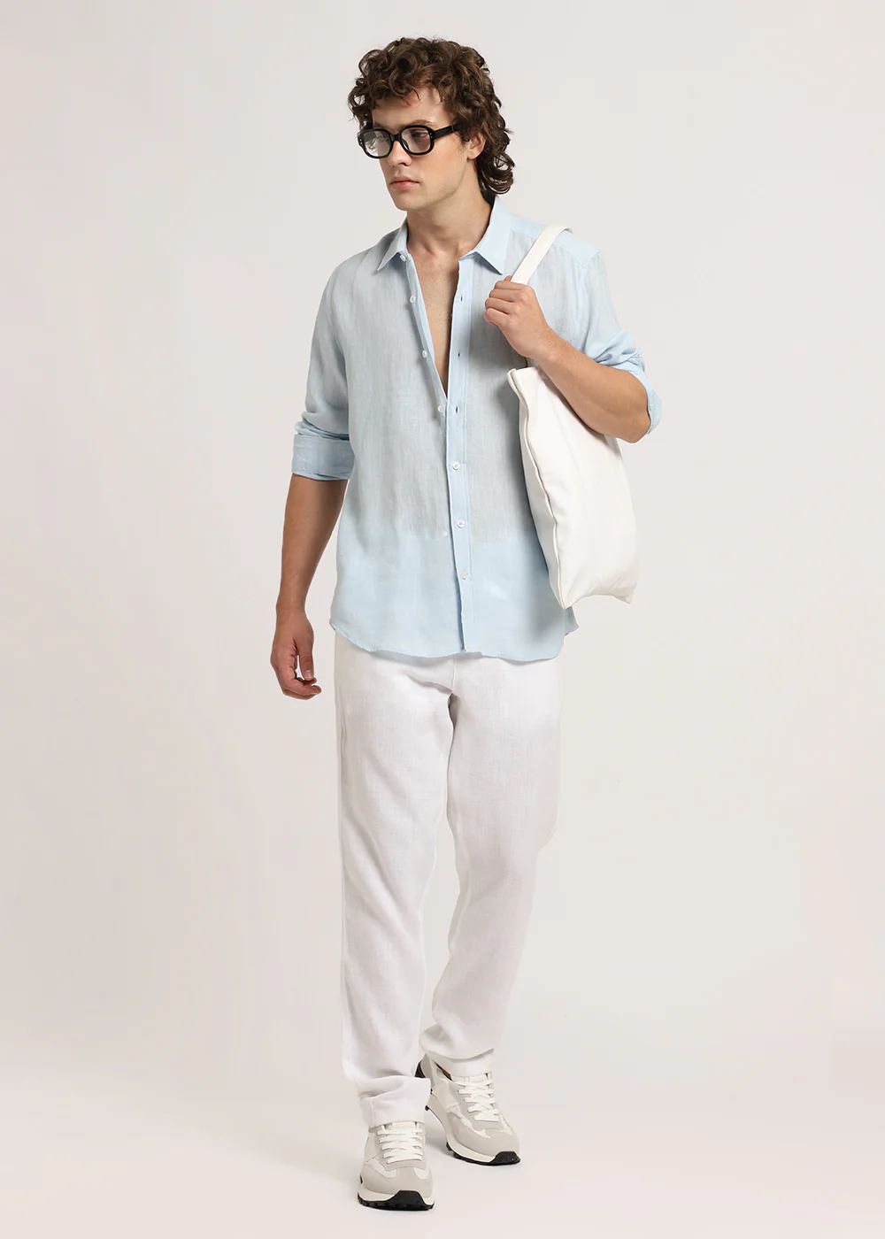 100% Pure Pastel Blue Linen Shirt - Image 3