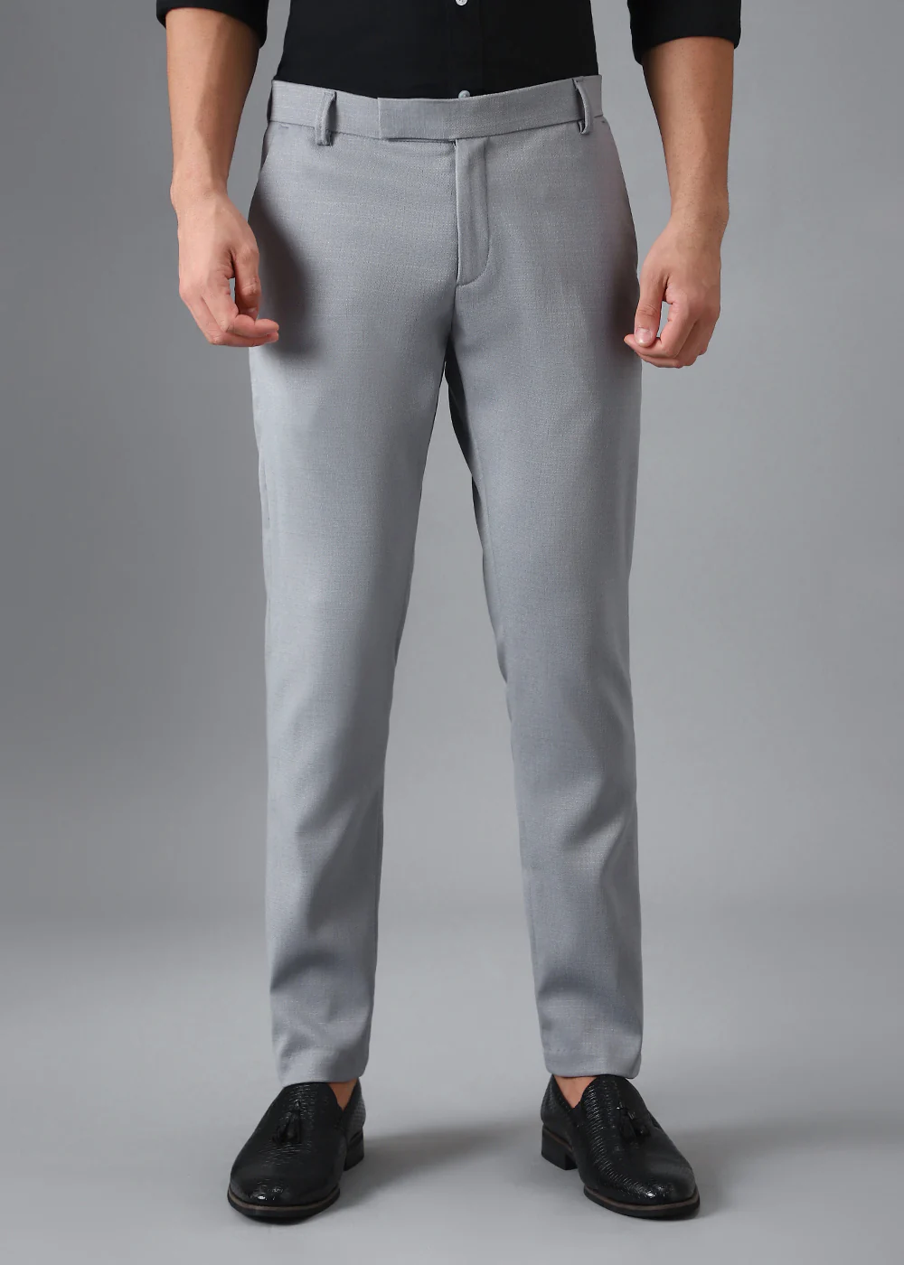 Ash Grey Blended Linen Formal Trouser - Image 3