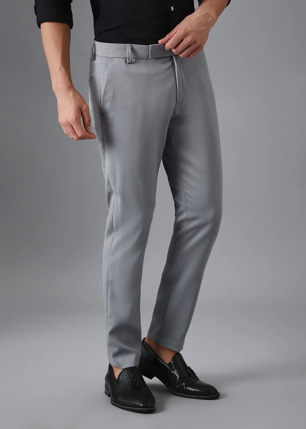 Ash Grey Blended Linen Formal Trouser - Image 5