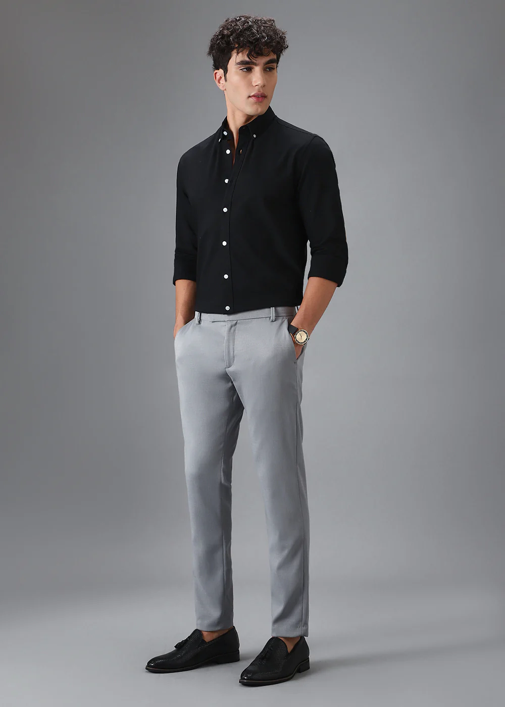 Ash Grey Blended Linen Formal Trouser - Image 6