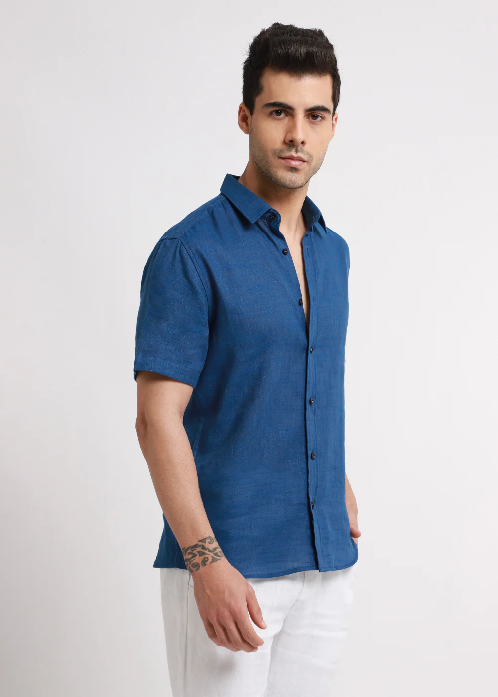 Batiste Blue Topaz Linen shirt - Image 4
