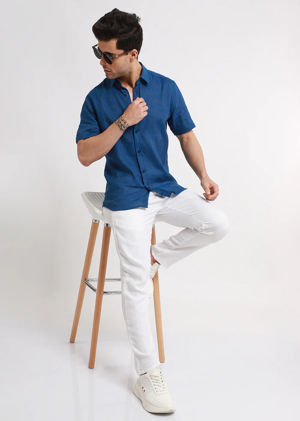 Batiste Blue Topaz Linen shirt - Image 7