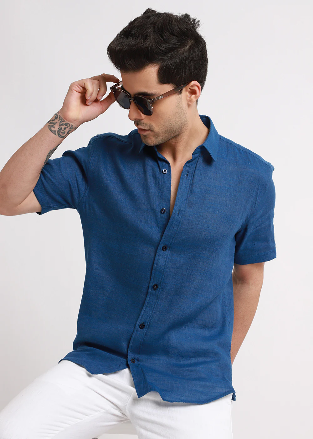 Batiste Blue Topaz Linen shirt - Image 8