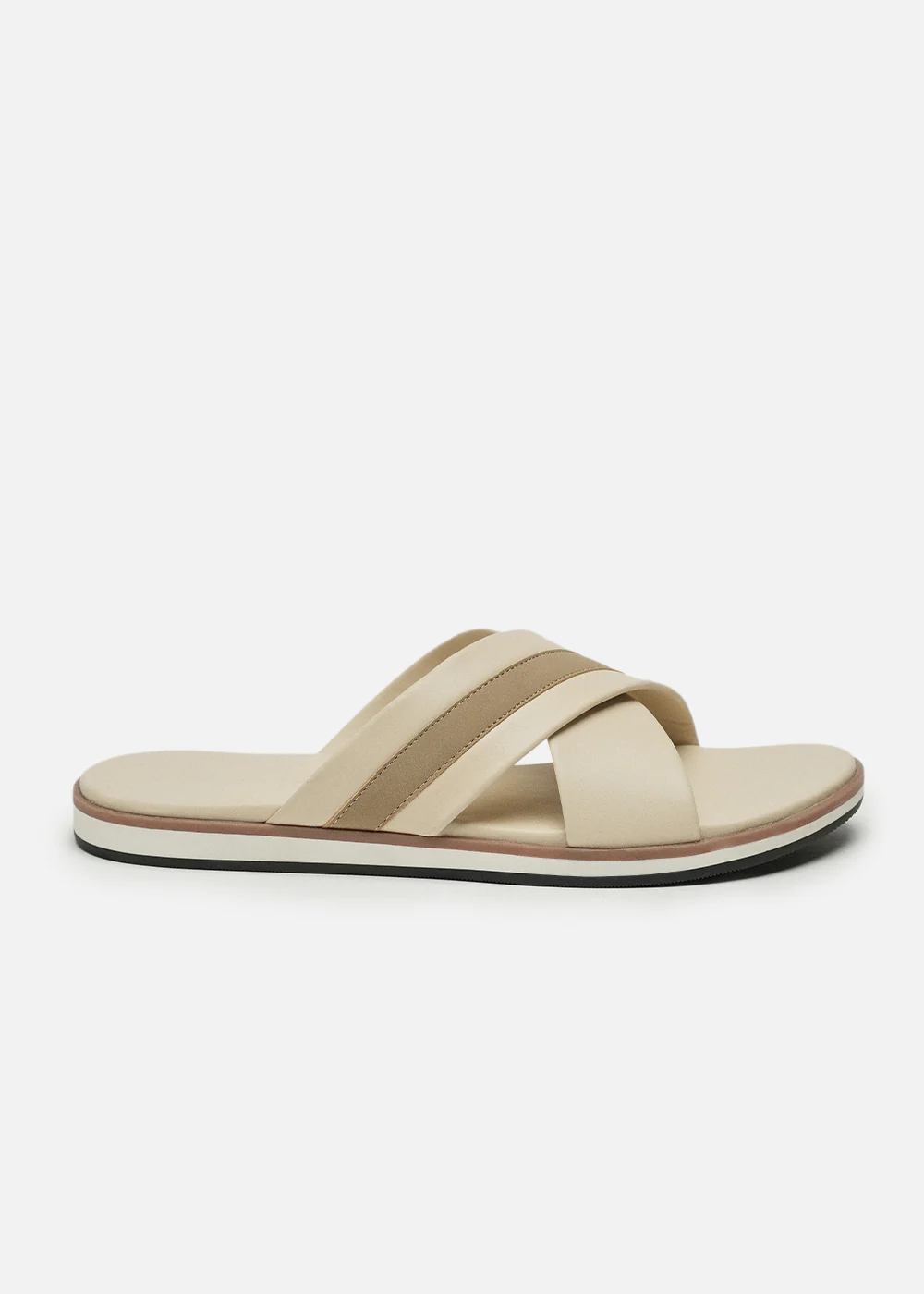 Beige Cross-Strap Comfort Sandals