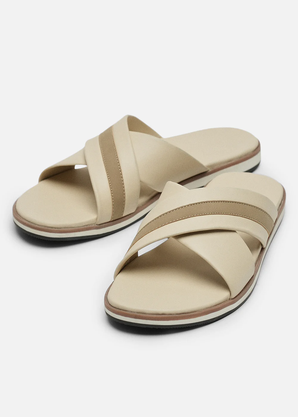 Beige Cross-Strap Comfort Sandals - Image 3