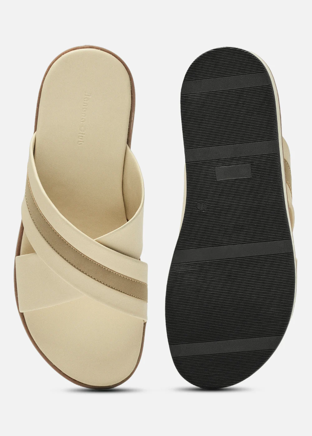 Beige Cross-Strap Comfort Sandals - Image 4