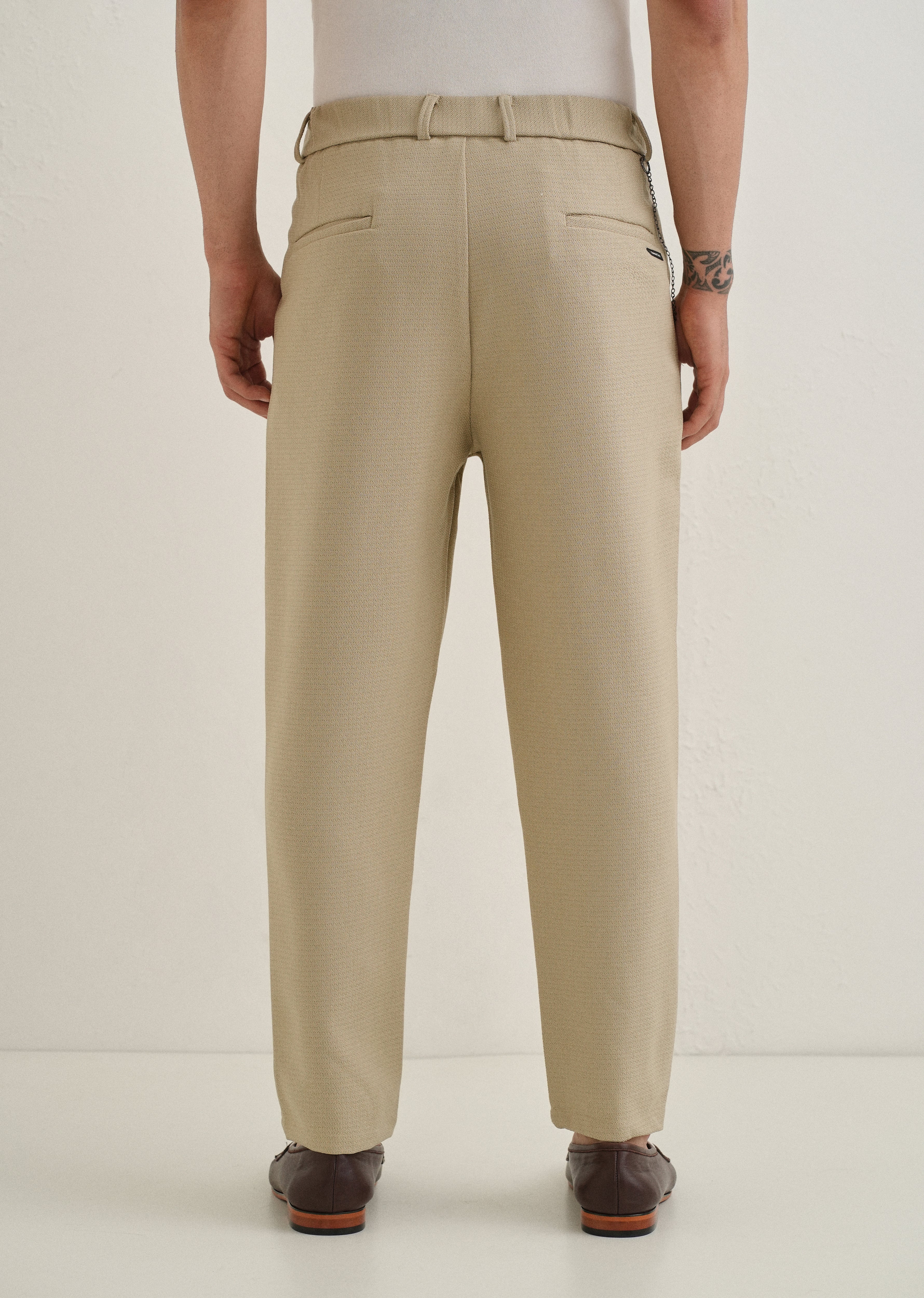 Beige Textured Korean Pant - Image 2