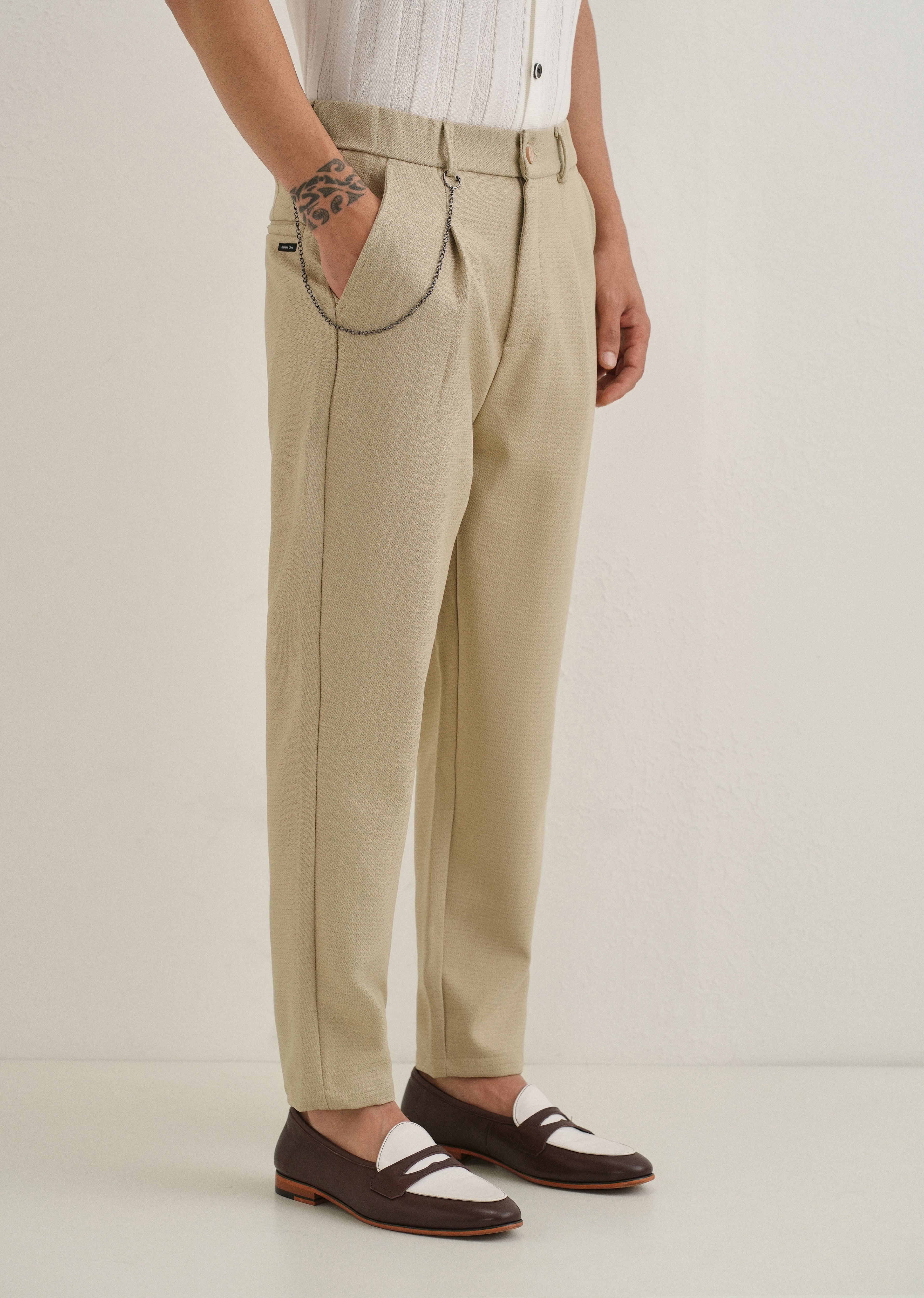 Beige Textured Korean Pant - Image 4