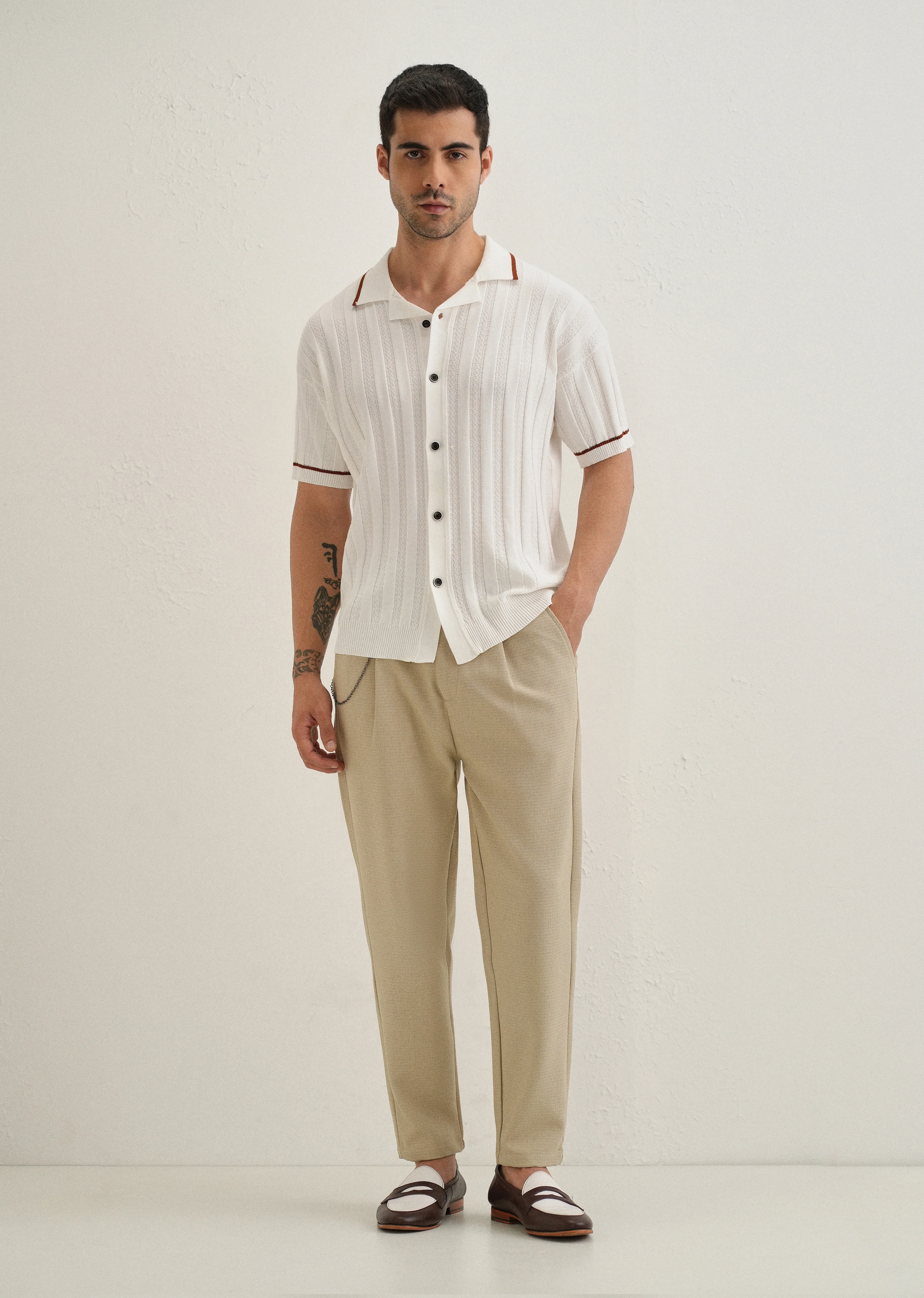 Beige Textured Korean Pant - Image 6
