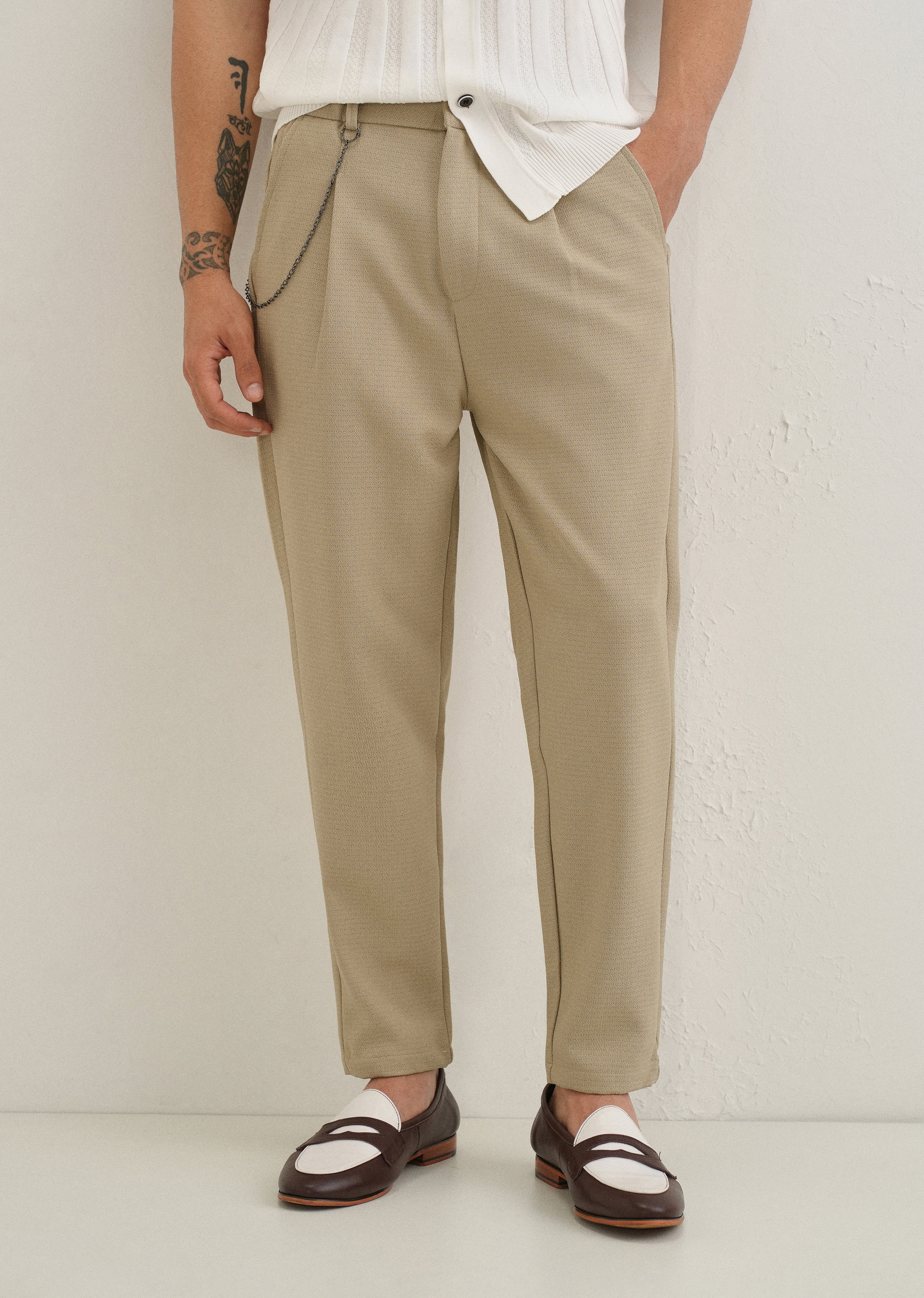 Beige Textured Korean Pant - Image 7