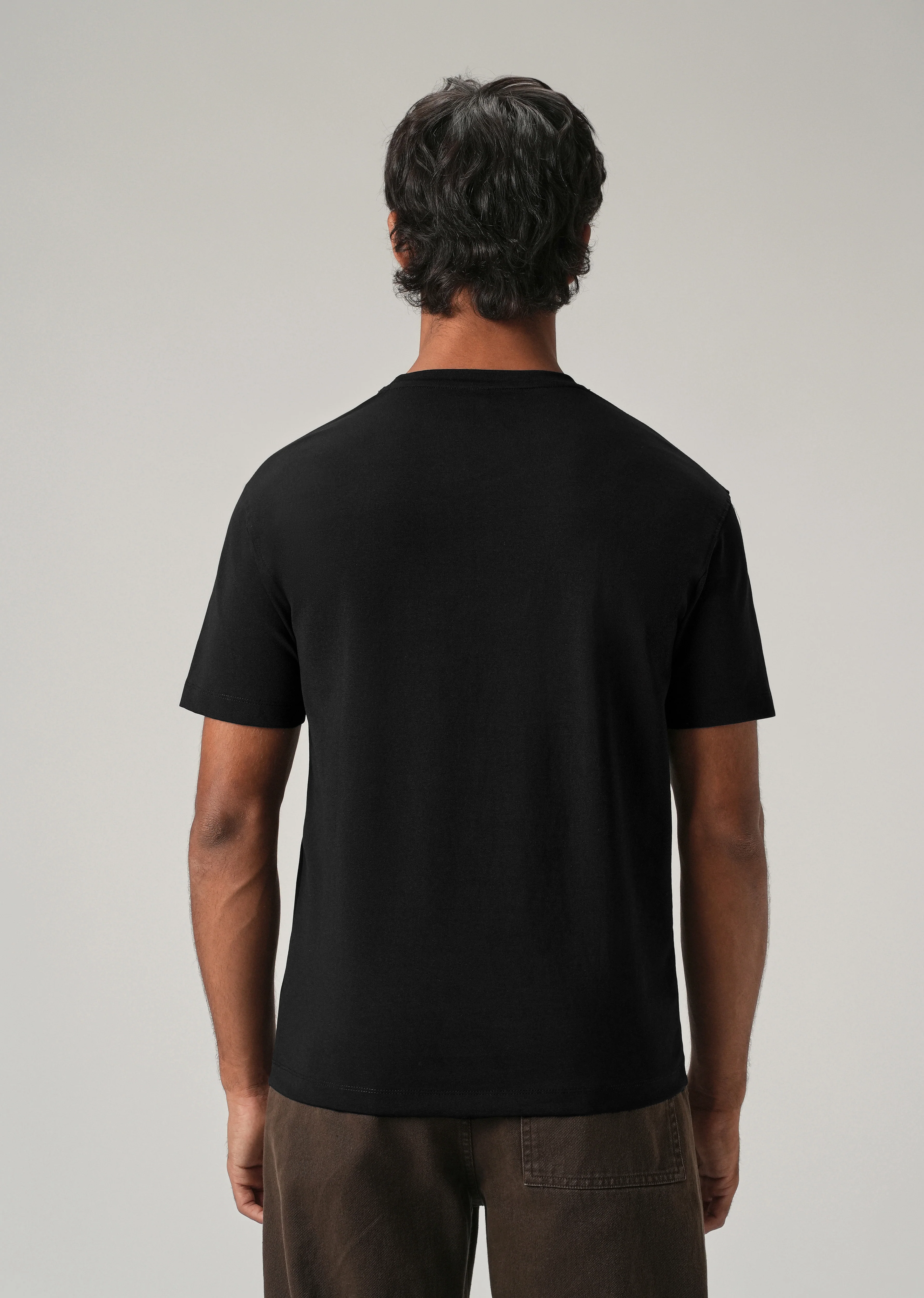 Black Chest Embroidered Slim Fit T-Shirt - Image 2
