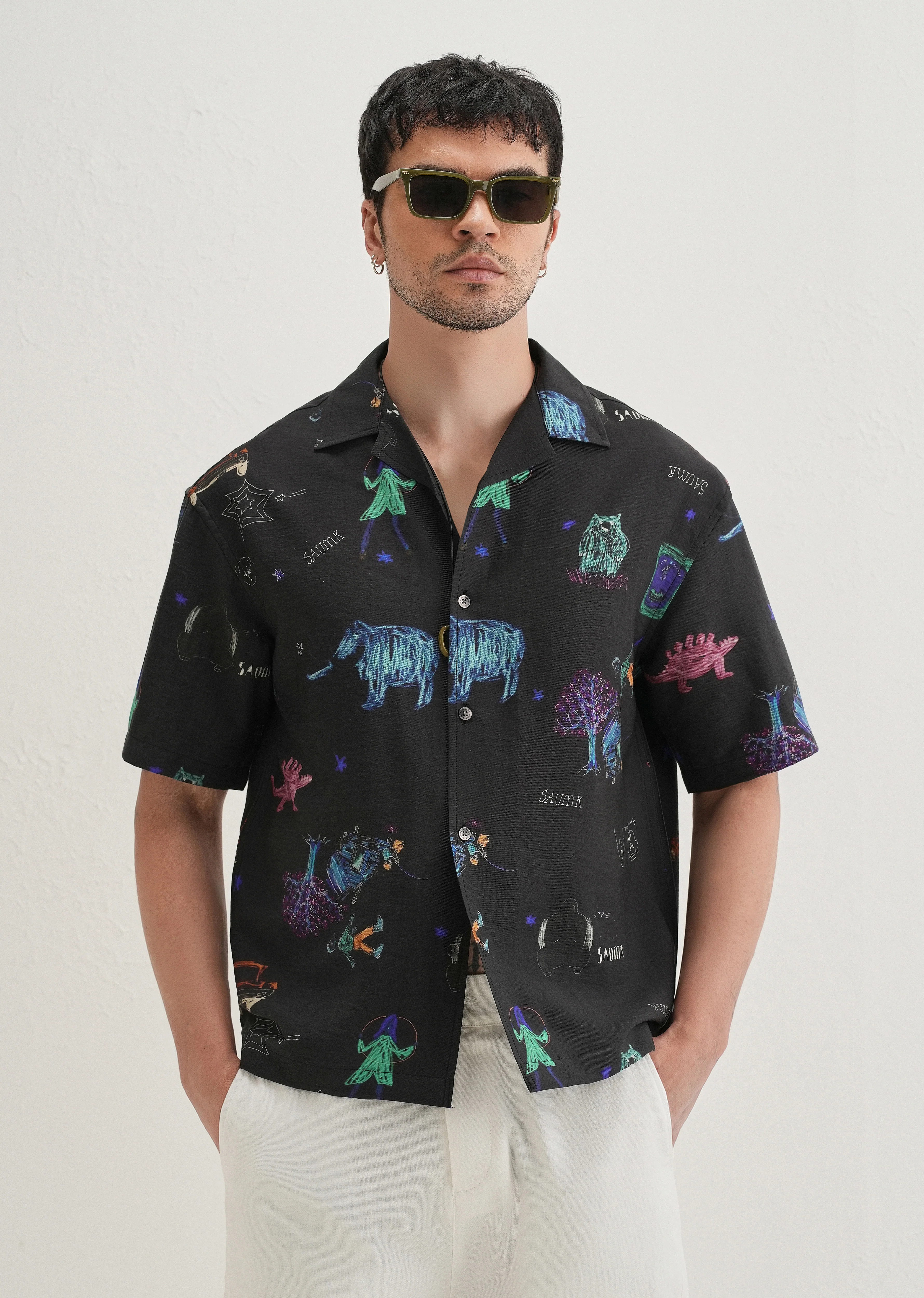 Black Multi Graphic Printed Shirt
