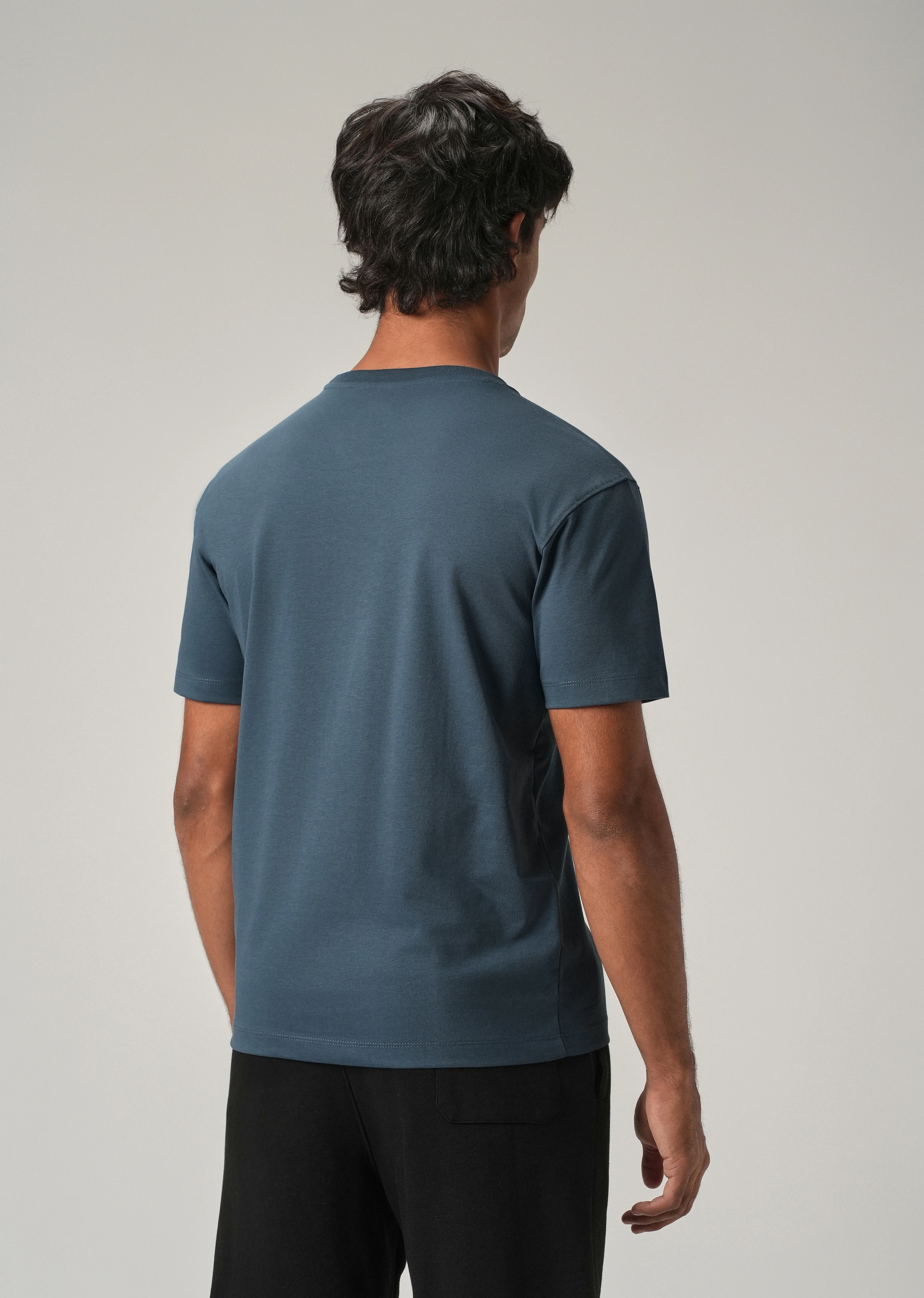 Blue Embossed Slim Fit T-Shirt - Image 2