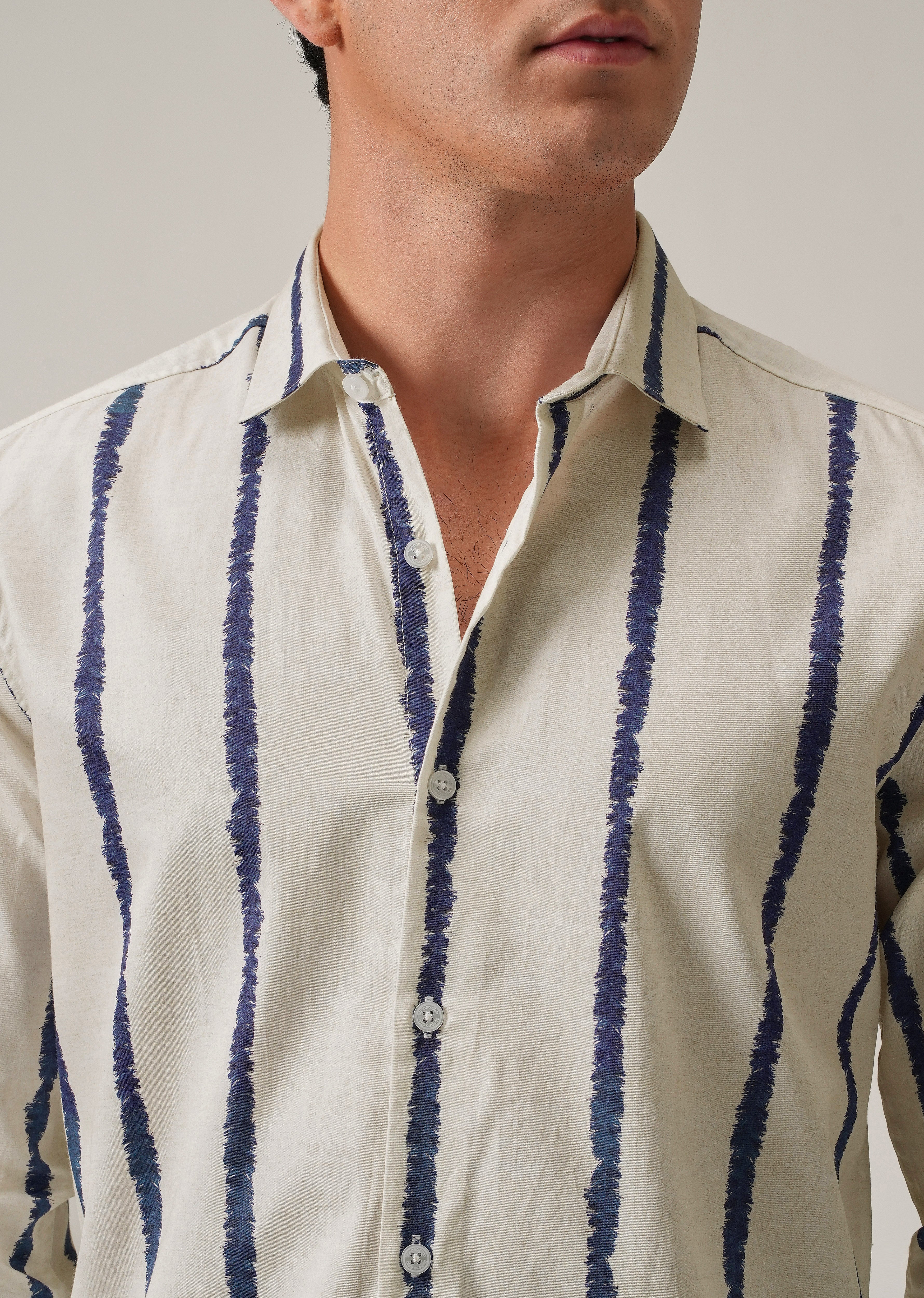 Blue Pinstripe Print Shirt - Image 5