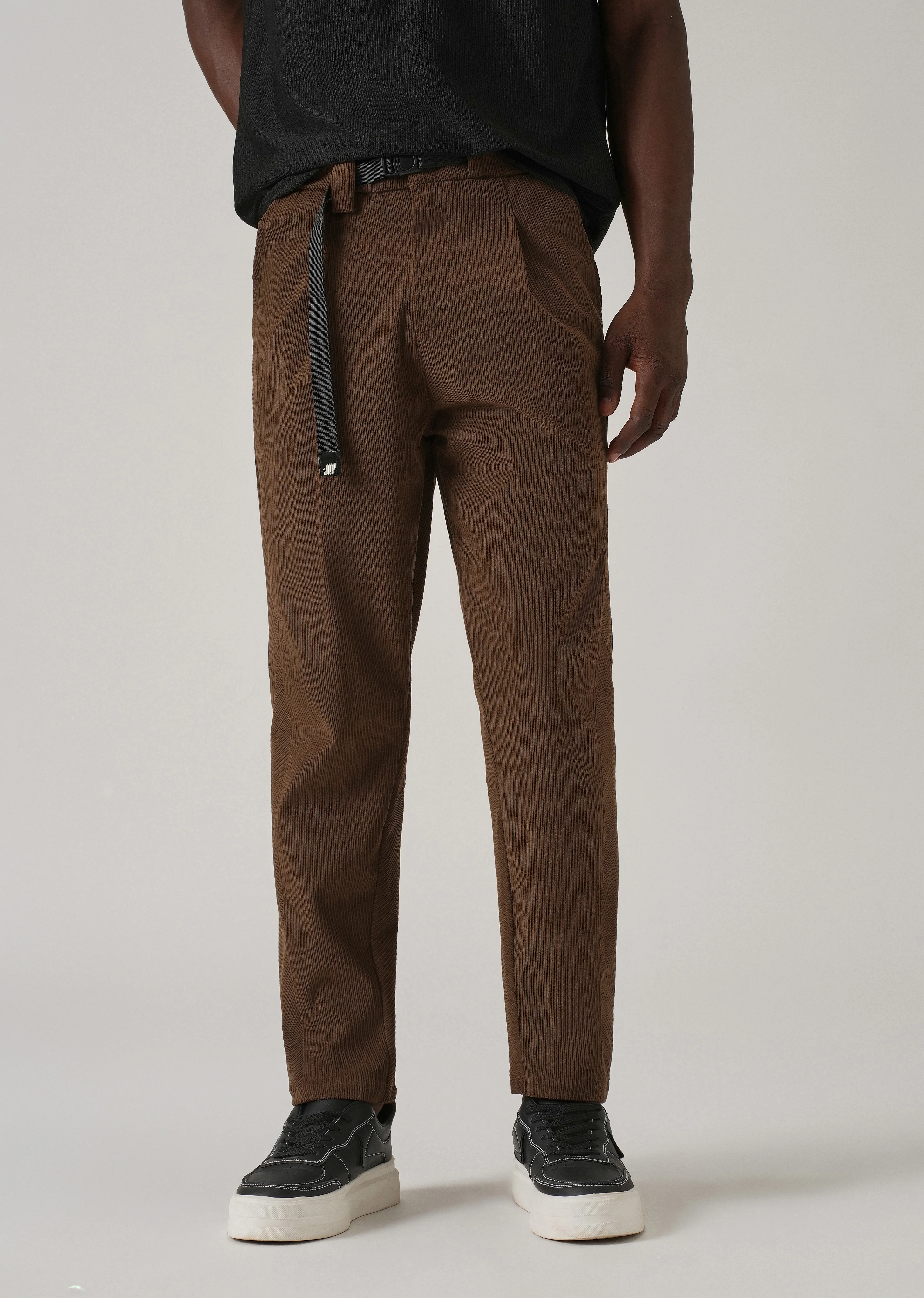 Brown Corduroy Belted Pant