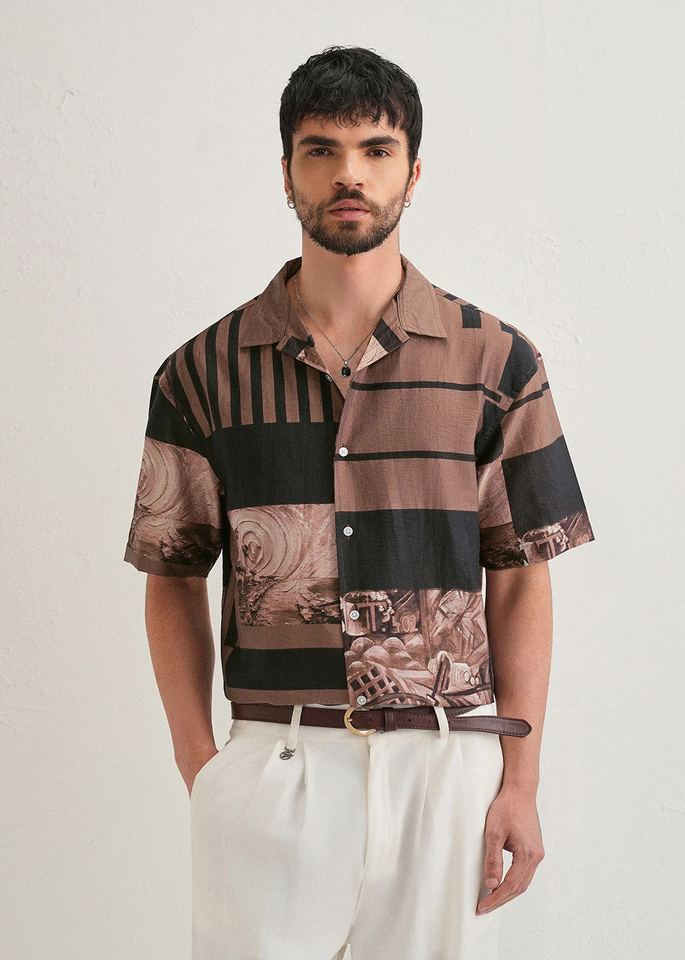 Brown Dual-Tone Printed Shirt