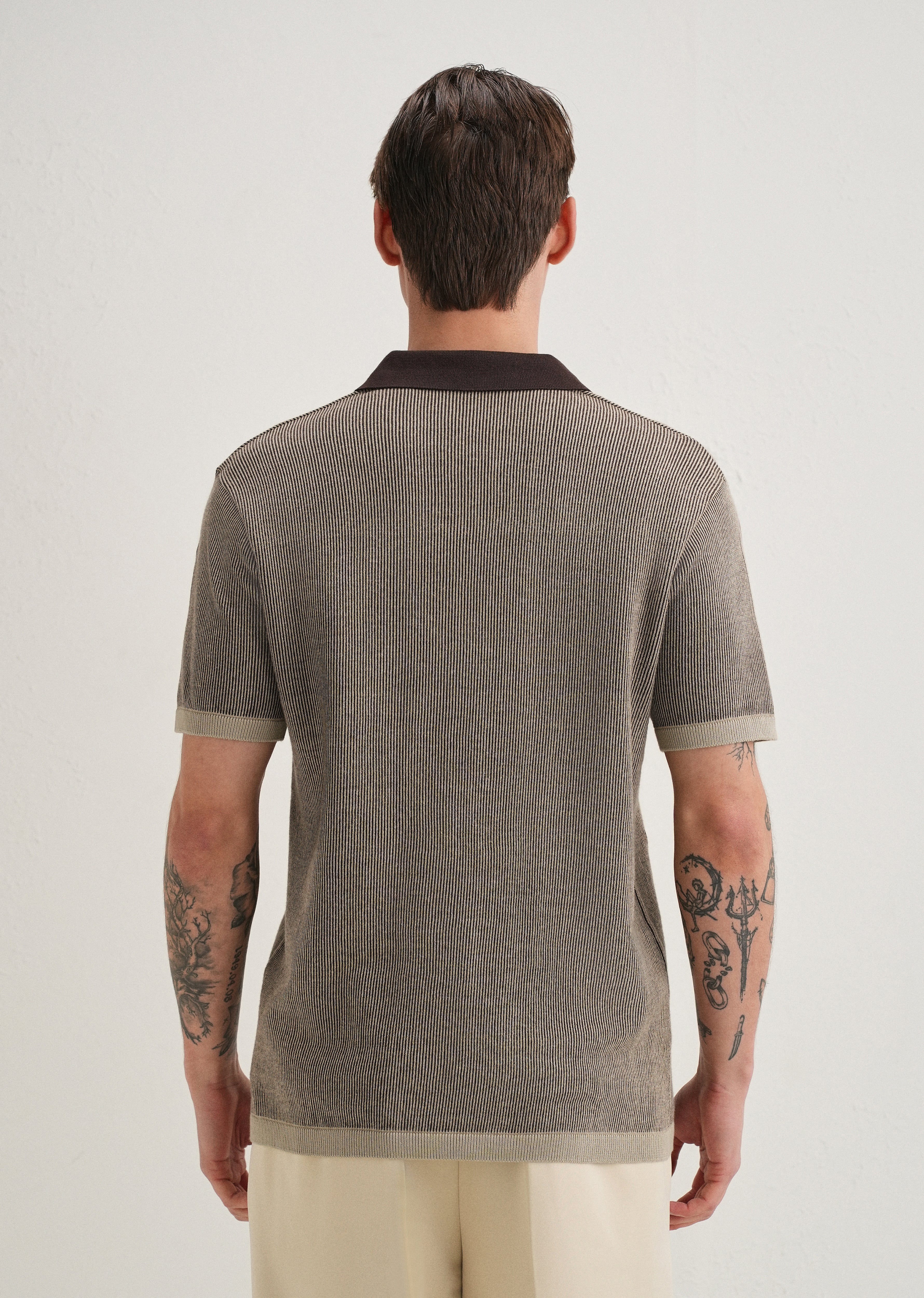 Brown Knitted Polo T-Shirt - Image 3