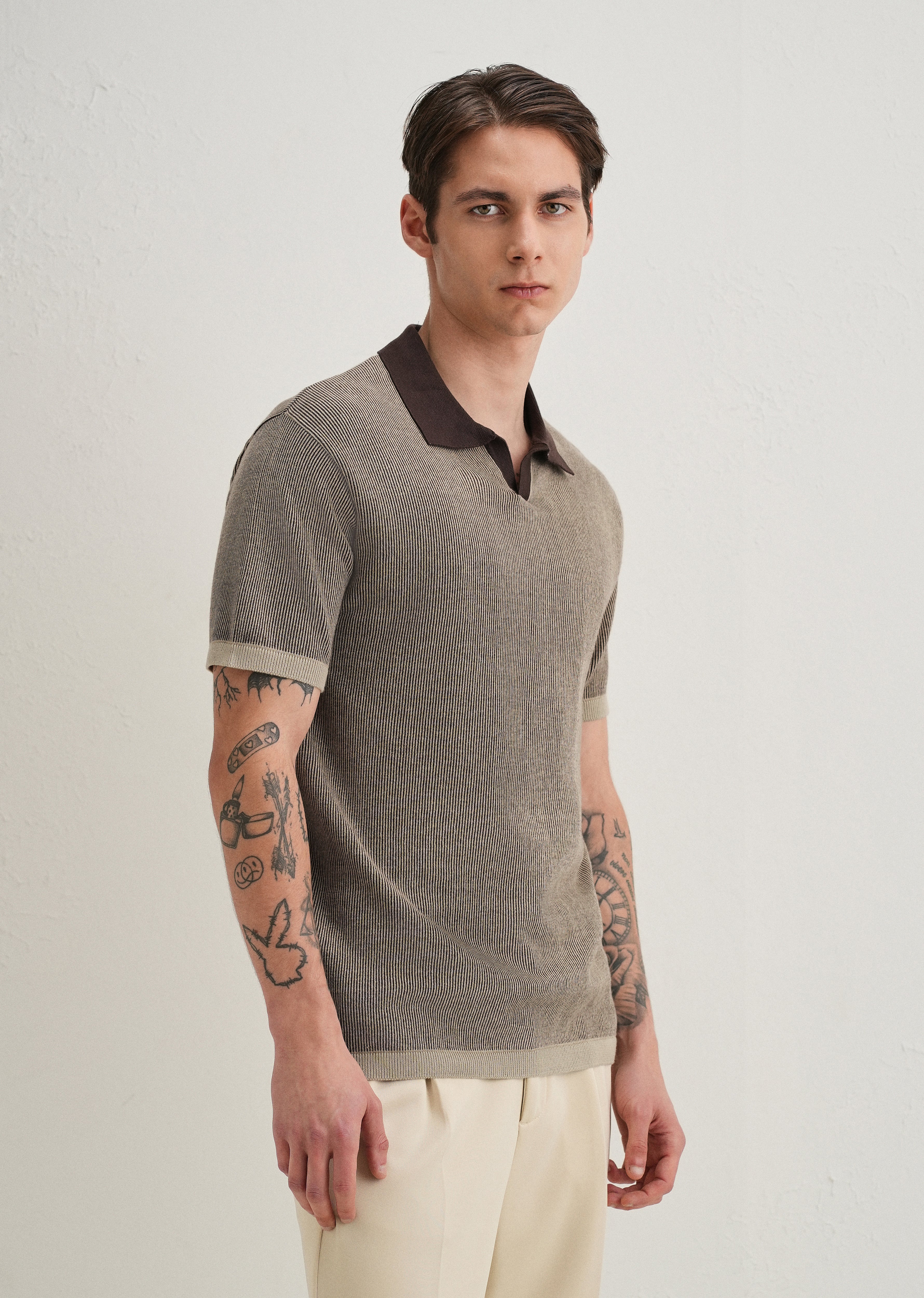 Brown Knitted Polo T-Shirt - Image 5