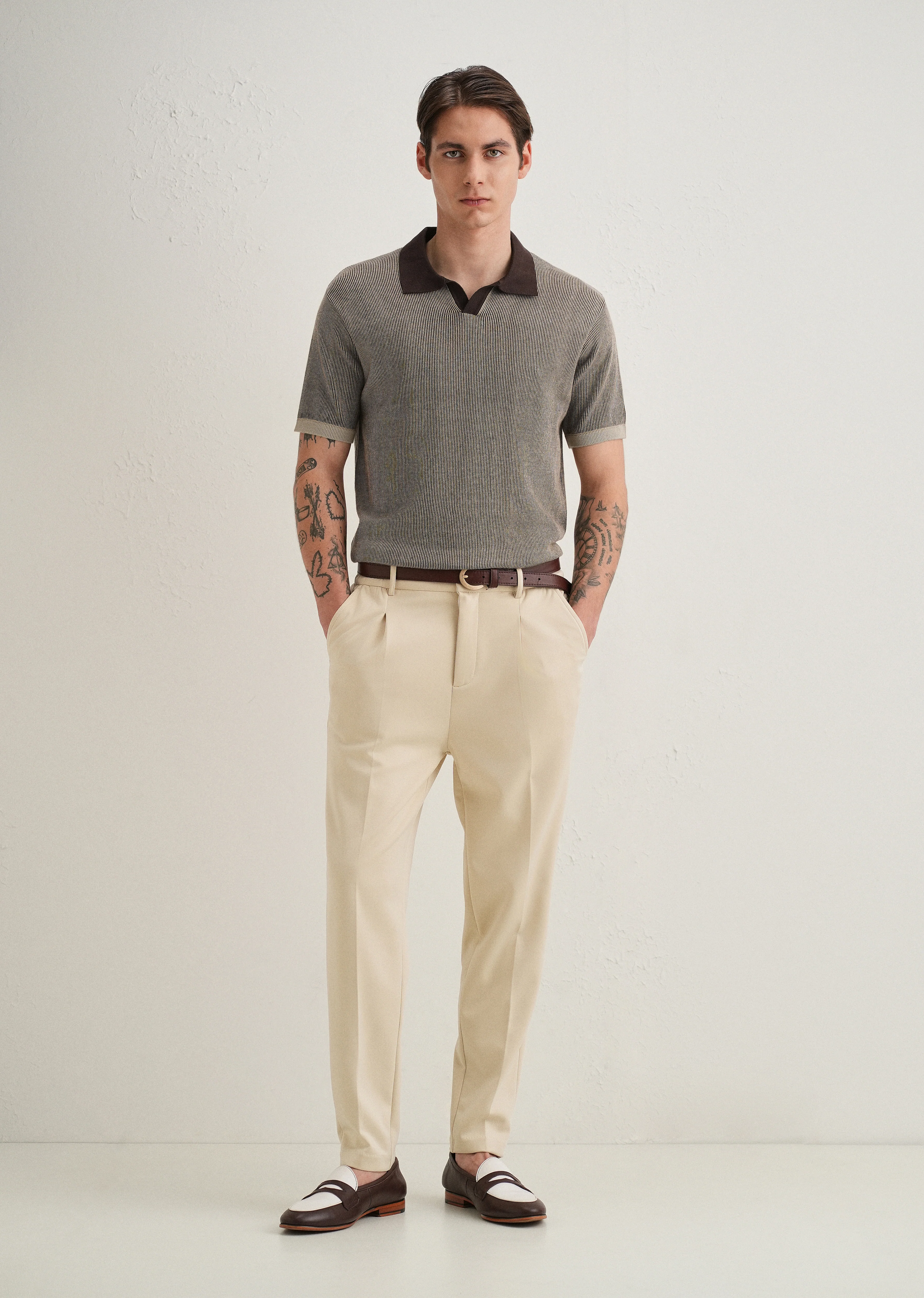 Brown Knitted Polo T-Shirt - Image 6