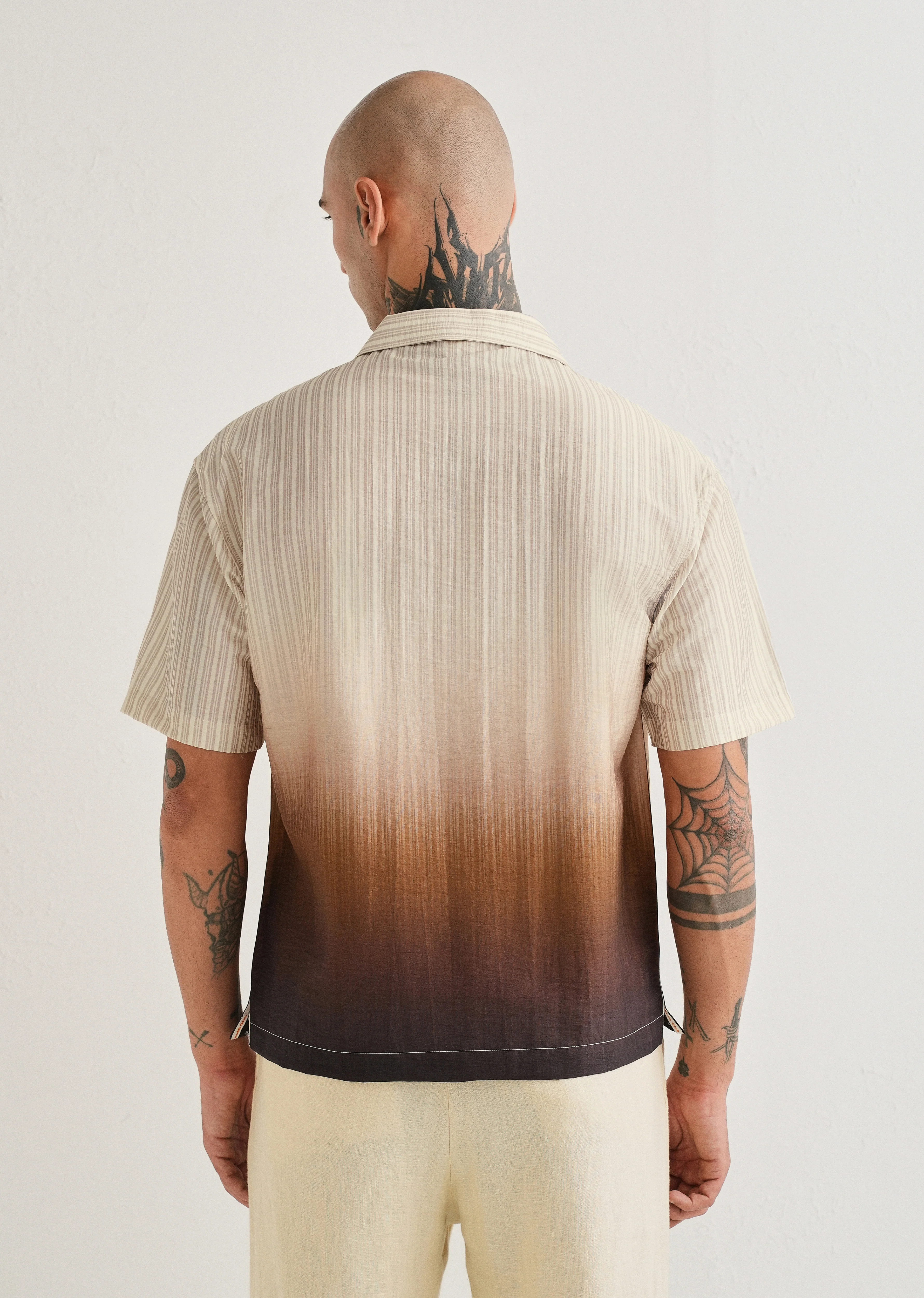 Brown Ombre Stripe Placement Print Shirt - Image 4