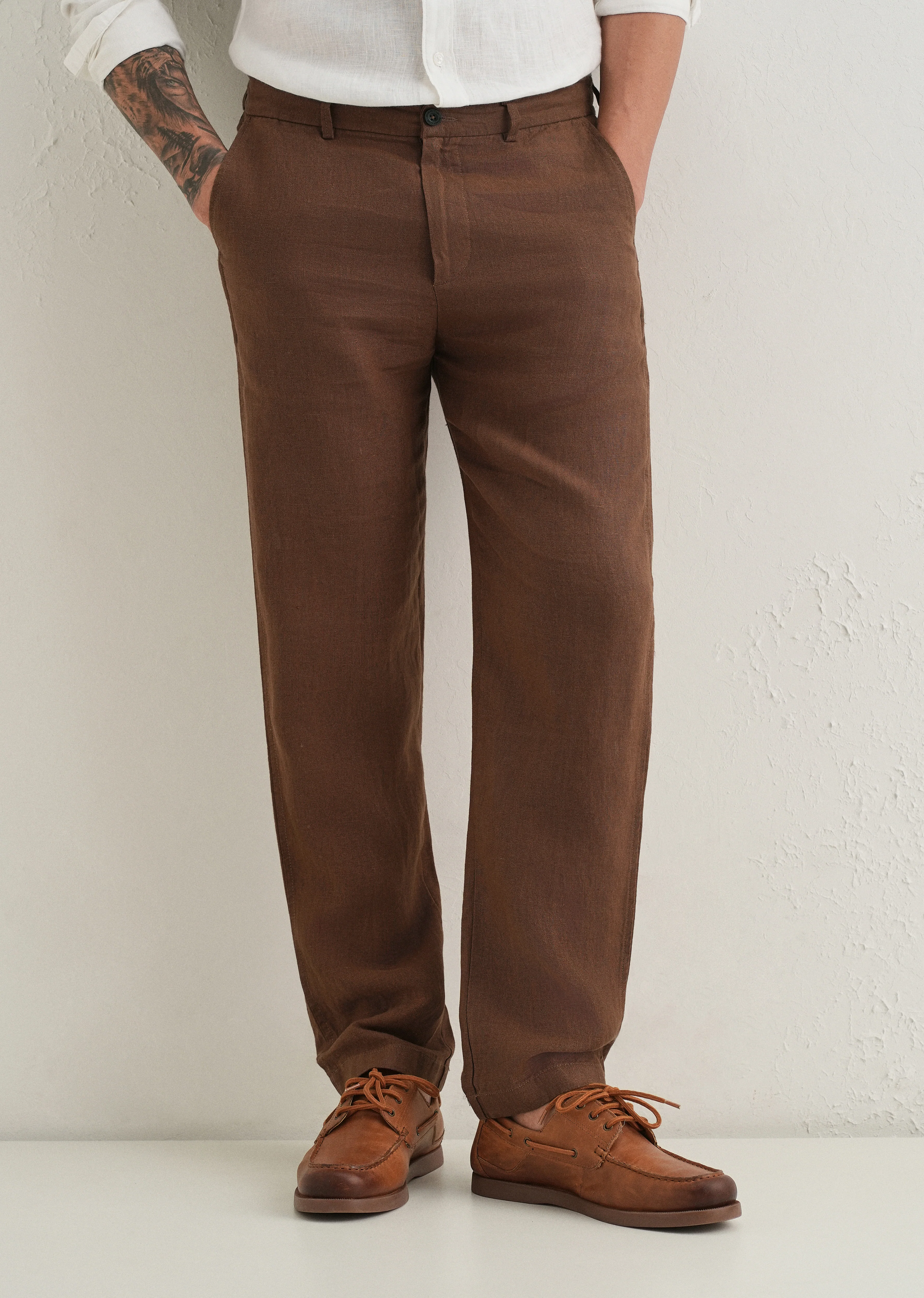 Chestnut Brown Linen Pant - Image 7