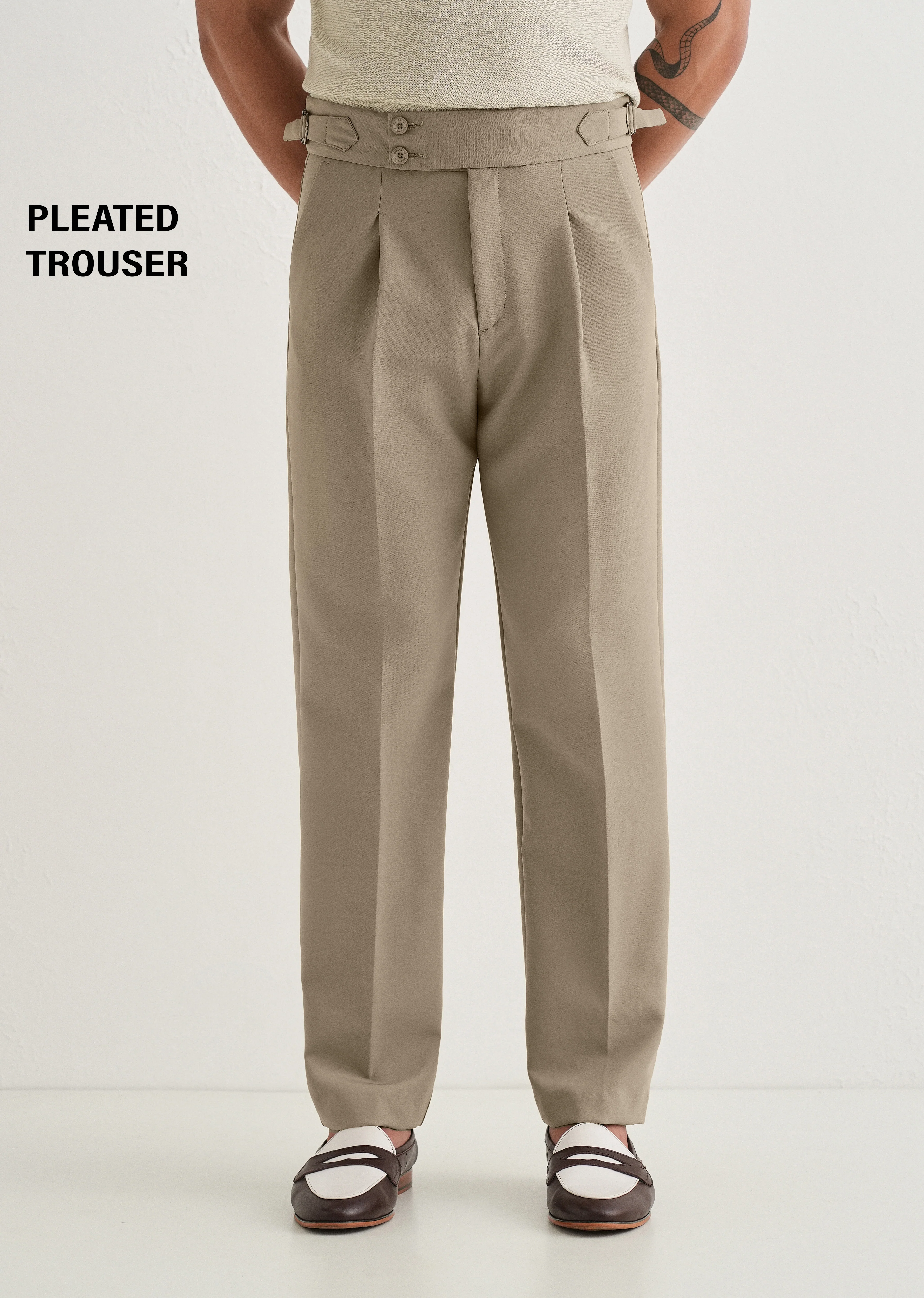 Classic Tan Pleated Gurkha Pant
