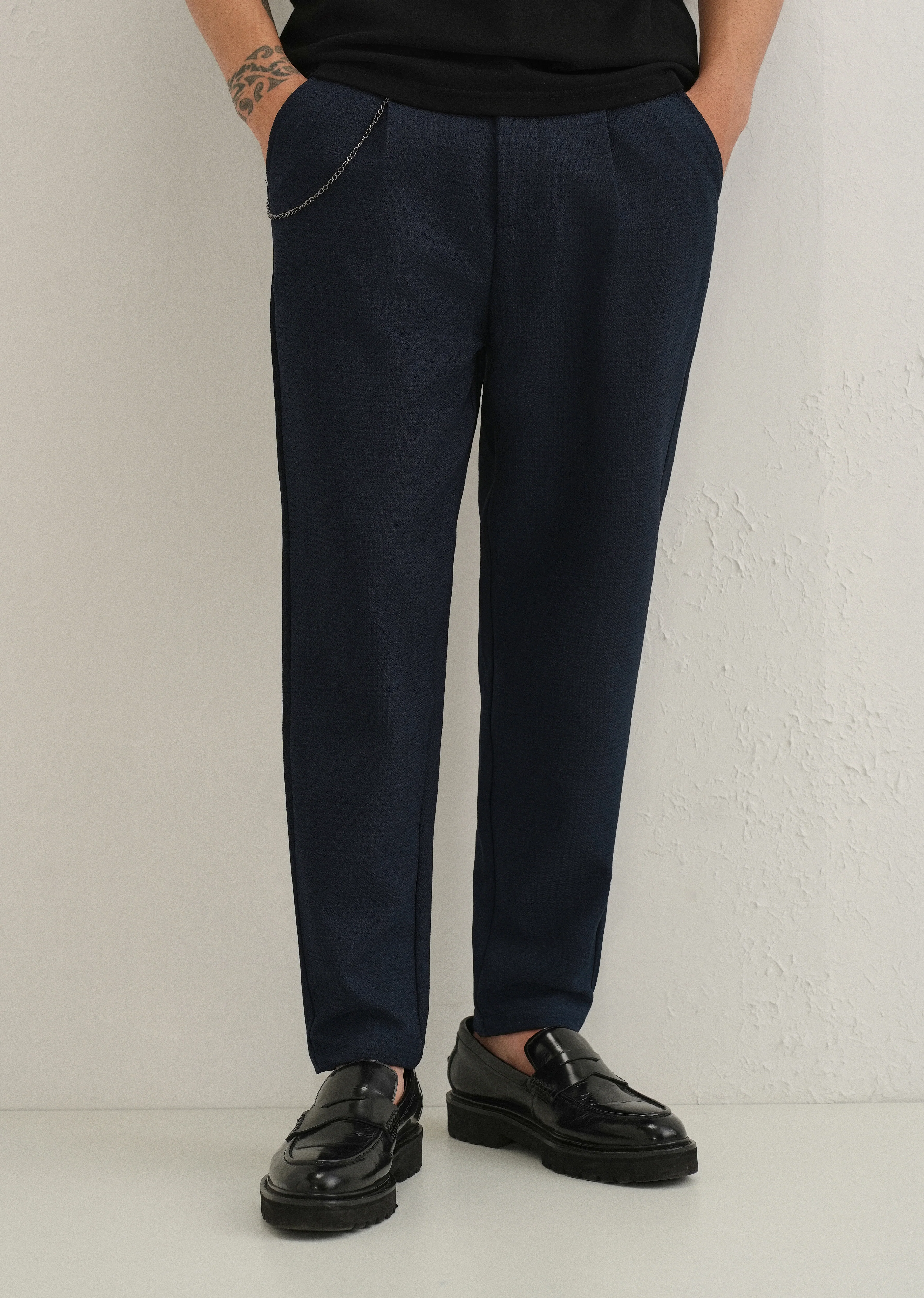 Dark Blue Textured Korean Pant - Image 7