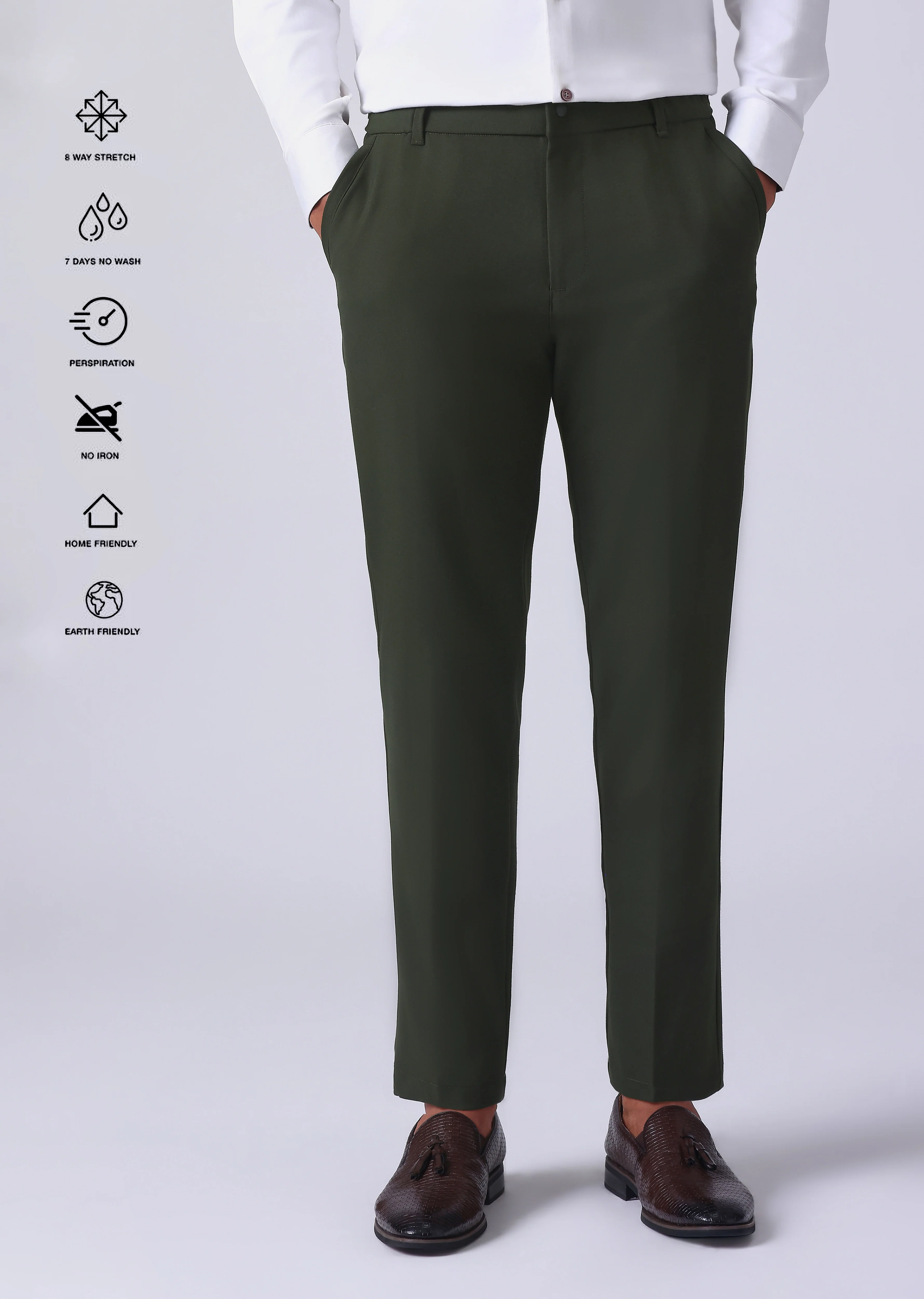 Dark Green 8 Way Stretch Trousers