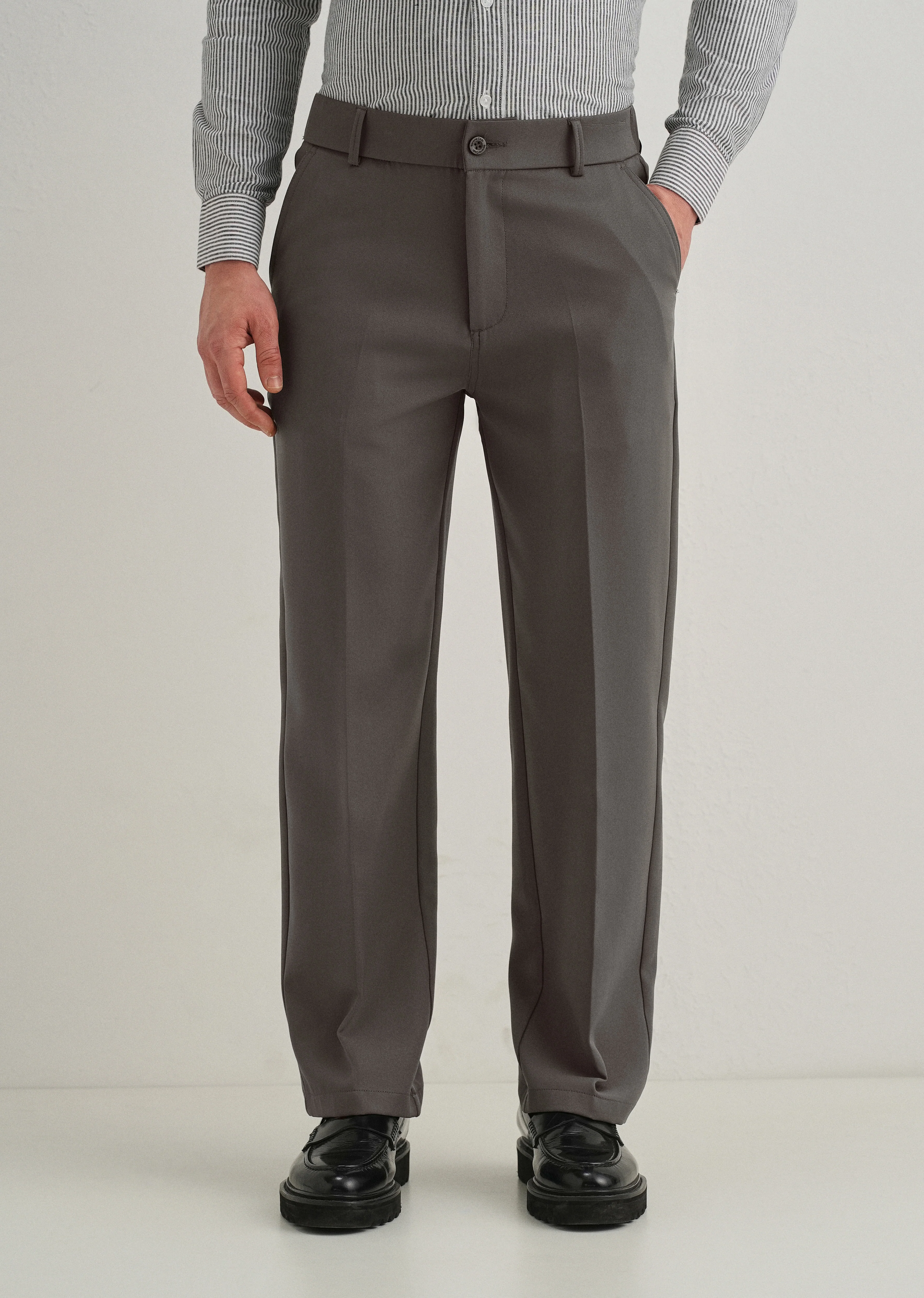 Dark Grey Relaxed Fit Trousers - Image 3