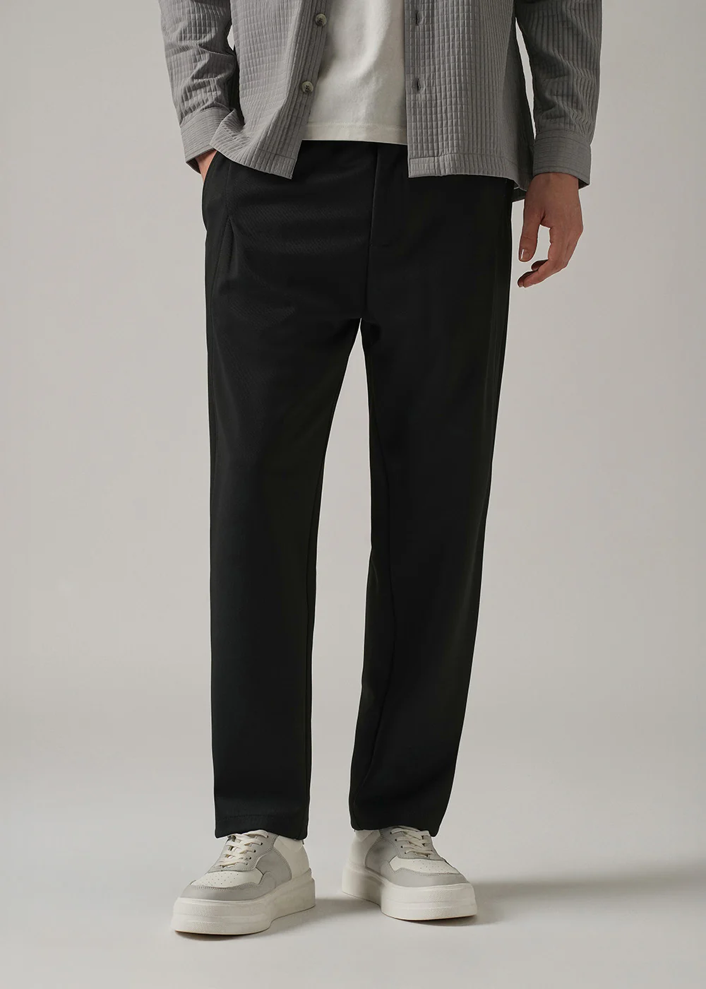 Dark Grey Textured Stretch Pant