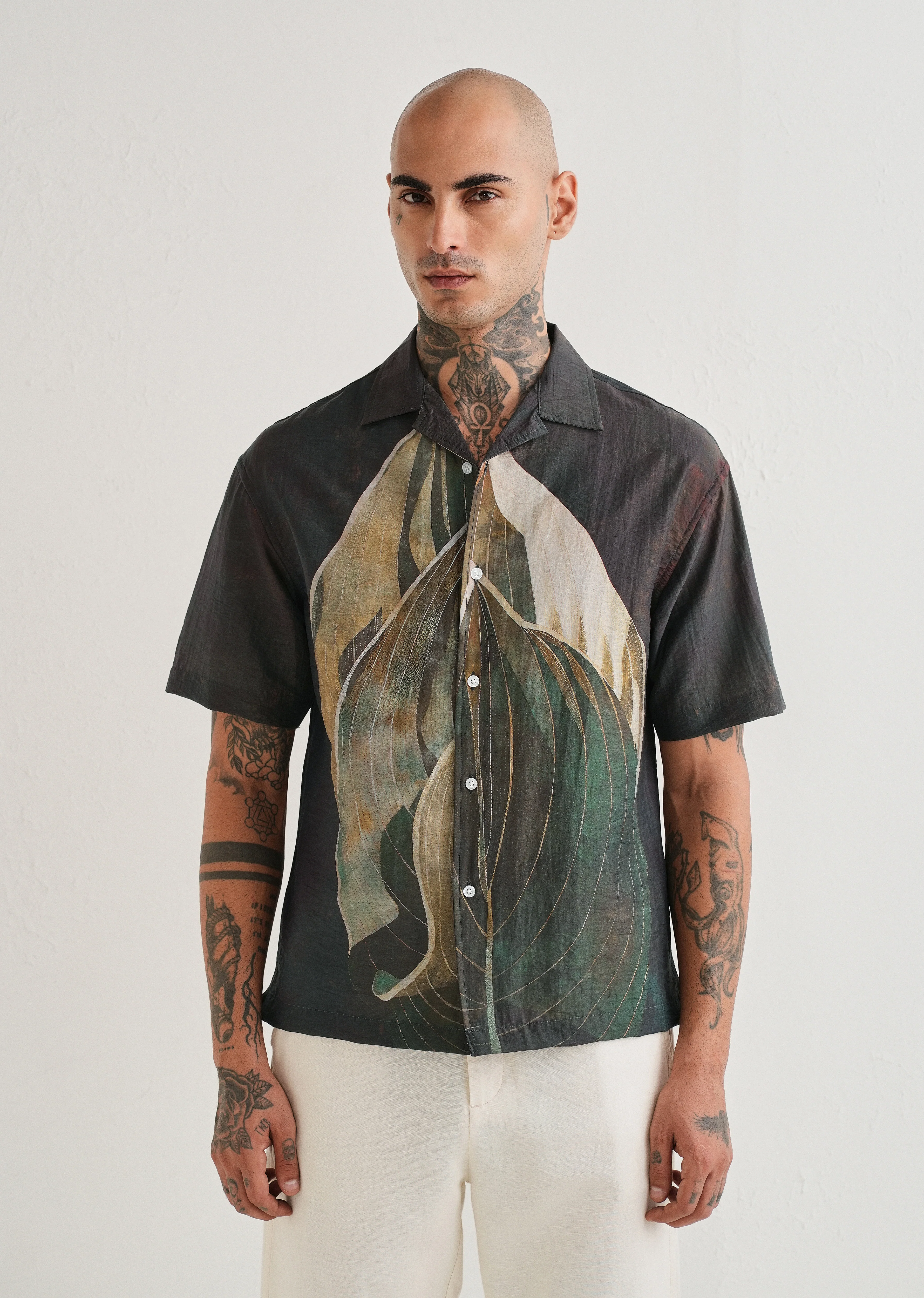 Dark Tropical Placement Print Shirt - Image 3