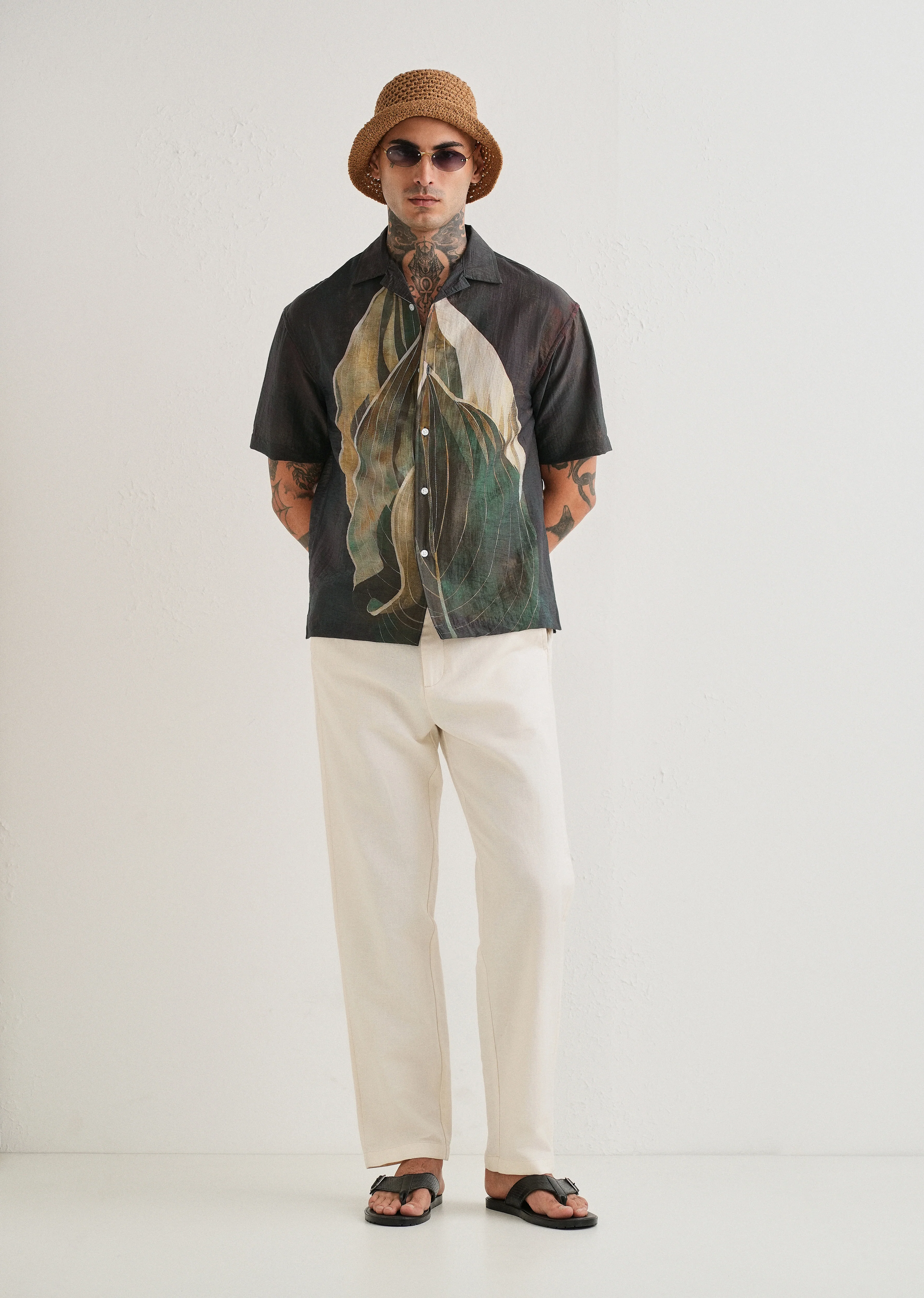 Dark Tropical Placement Print Shirt - Image 6