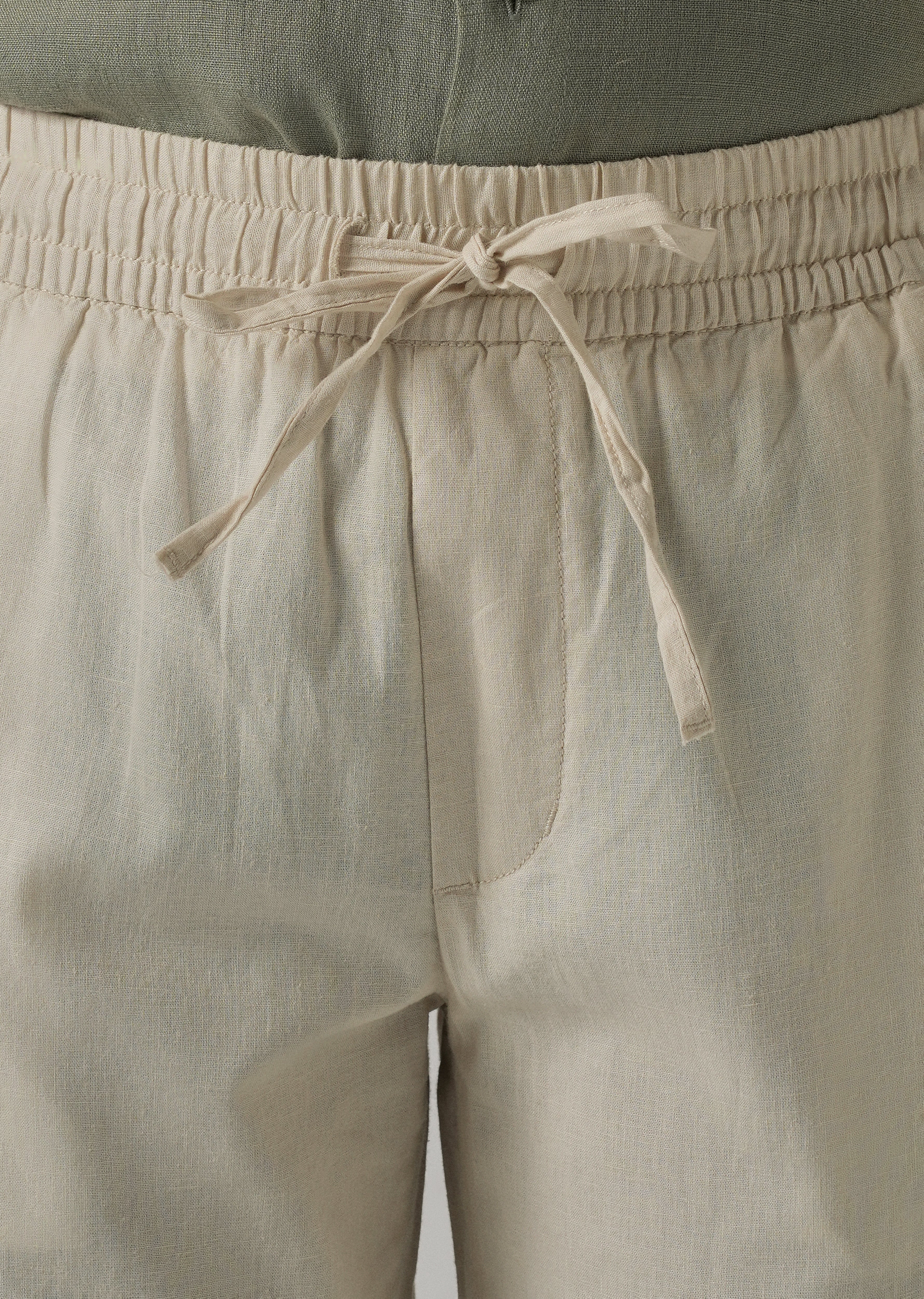 Drawstring Cream Linen Pant - Image 5