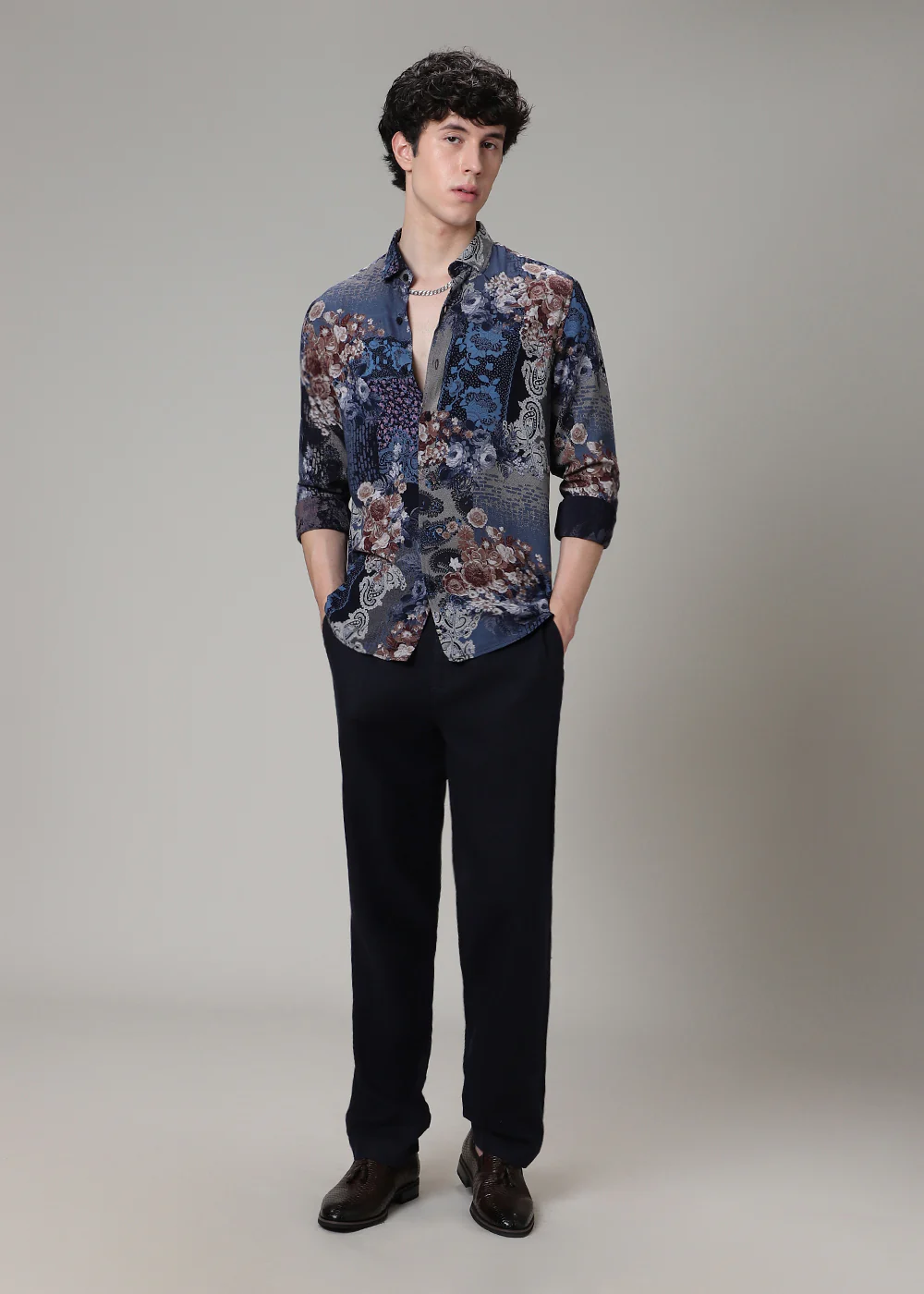 Florets Navy Blue Feather shirt - Image 6