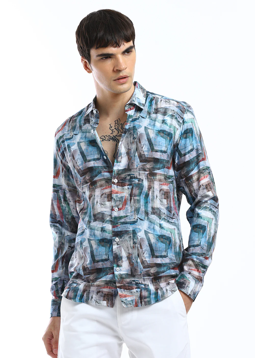 Geo Abstract Print Shirt - Image 2