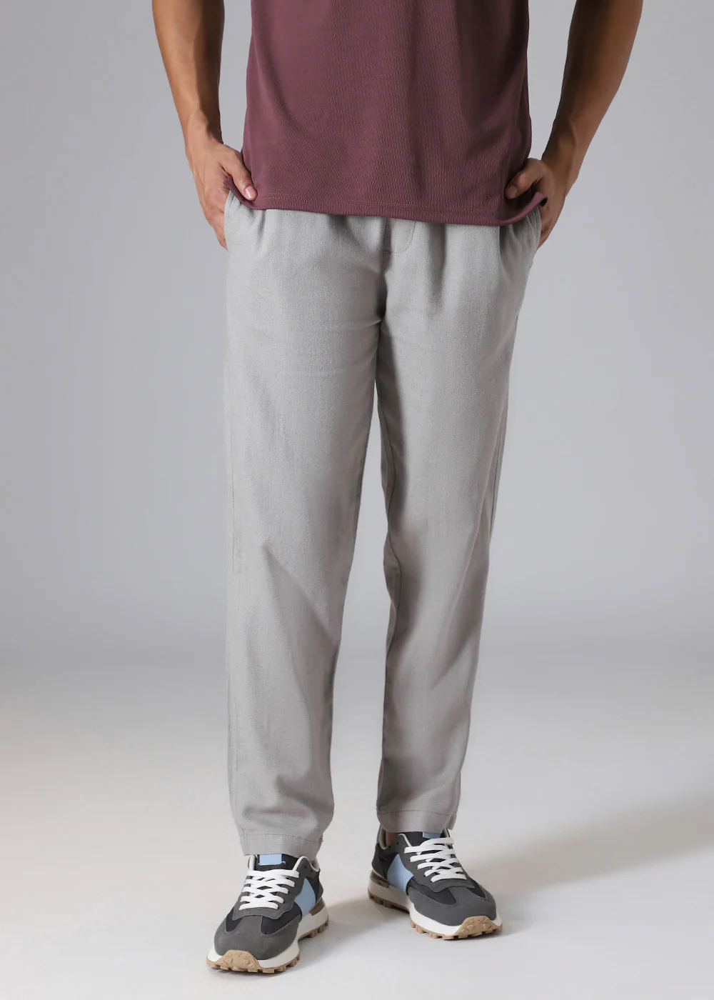 Grey Drawstring Linen Pant - Image 4