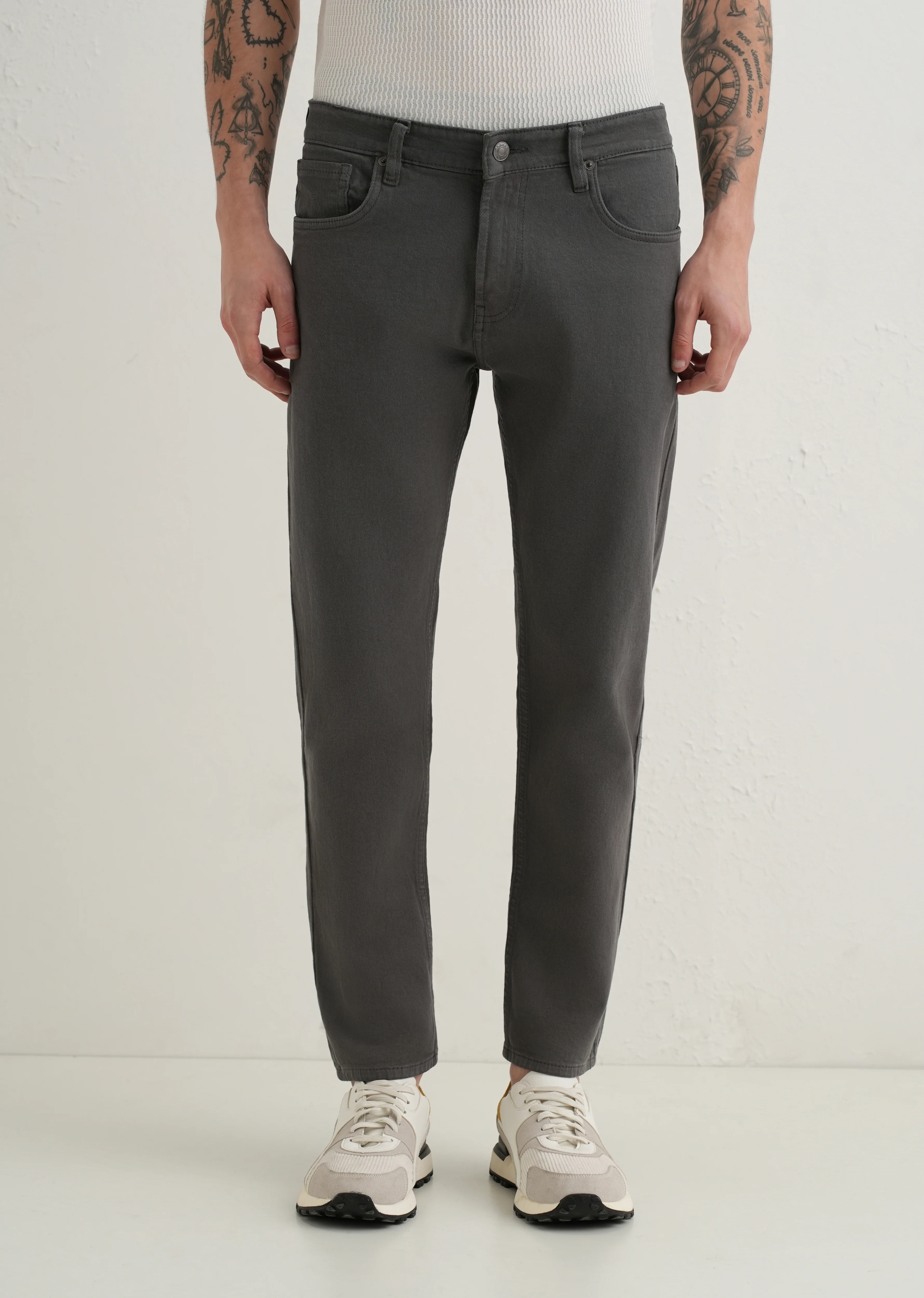 Greyish Brown Ankle Slim Fit Denim - Image 3