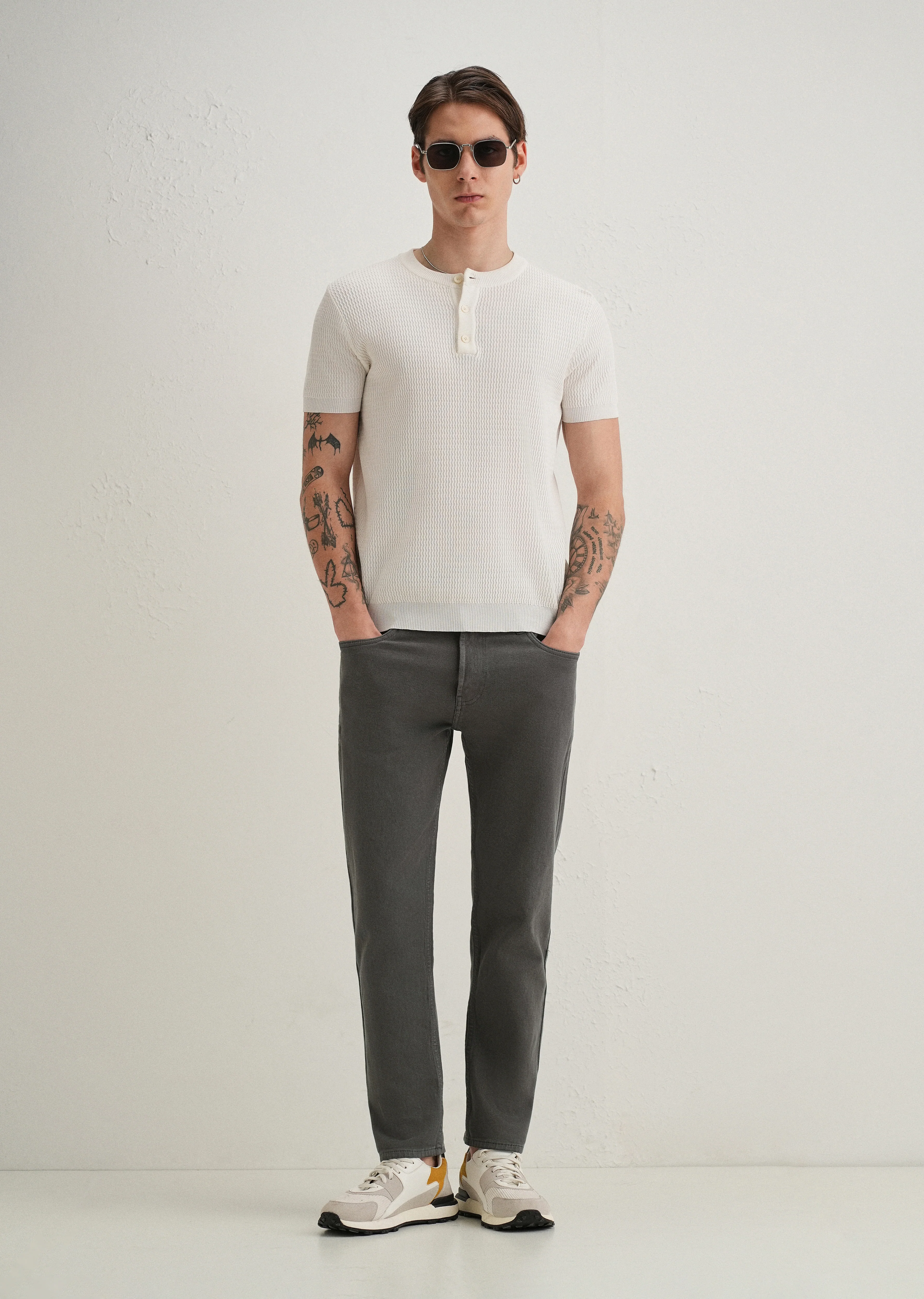 Greyish Brown Ankle Slim Fit Denim - Image 6
