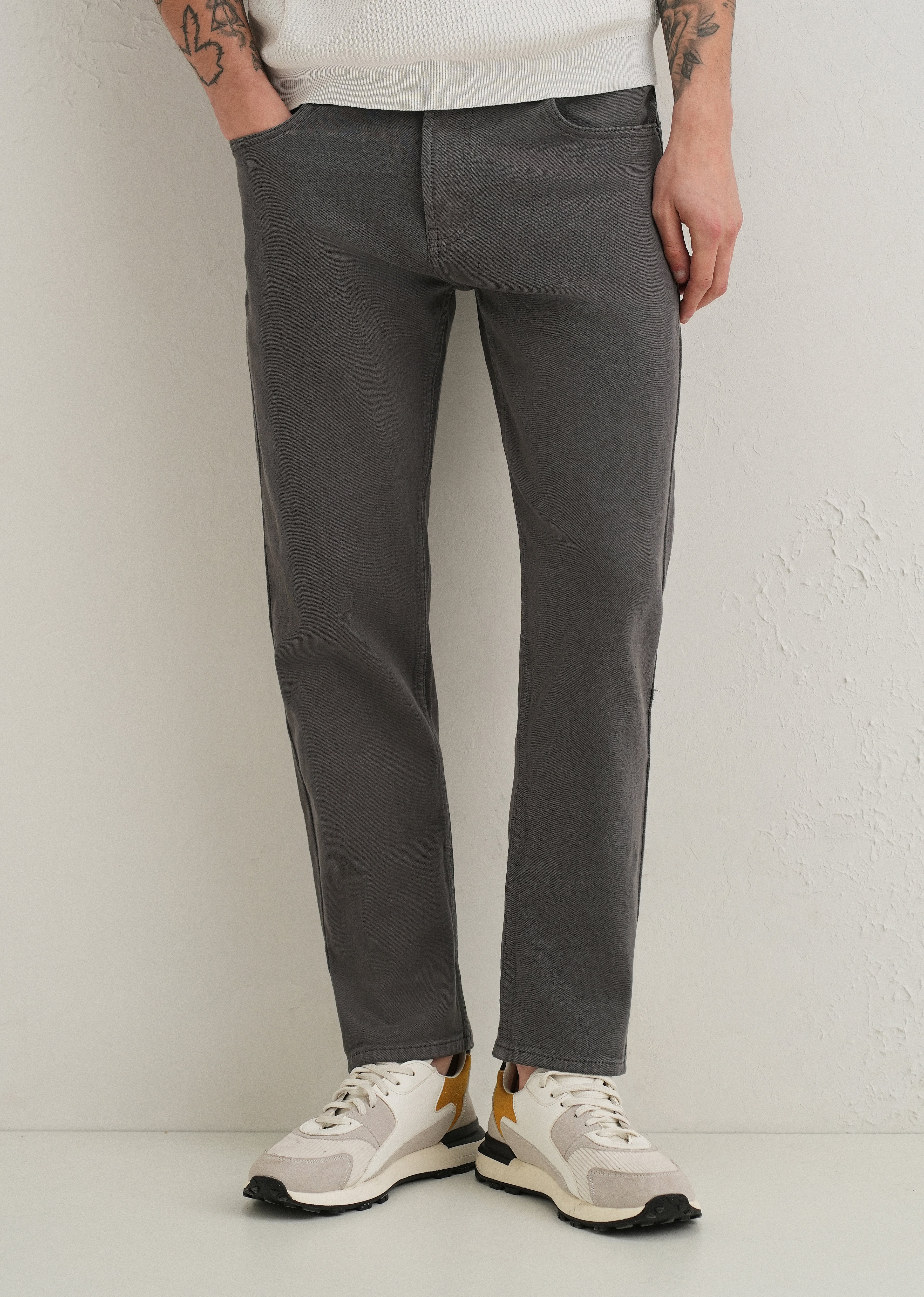 Greyish Brown Ankle Slim Fit Denim - Image 7