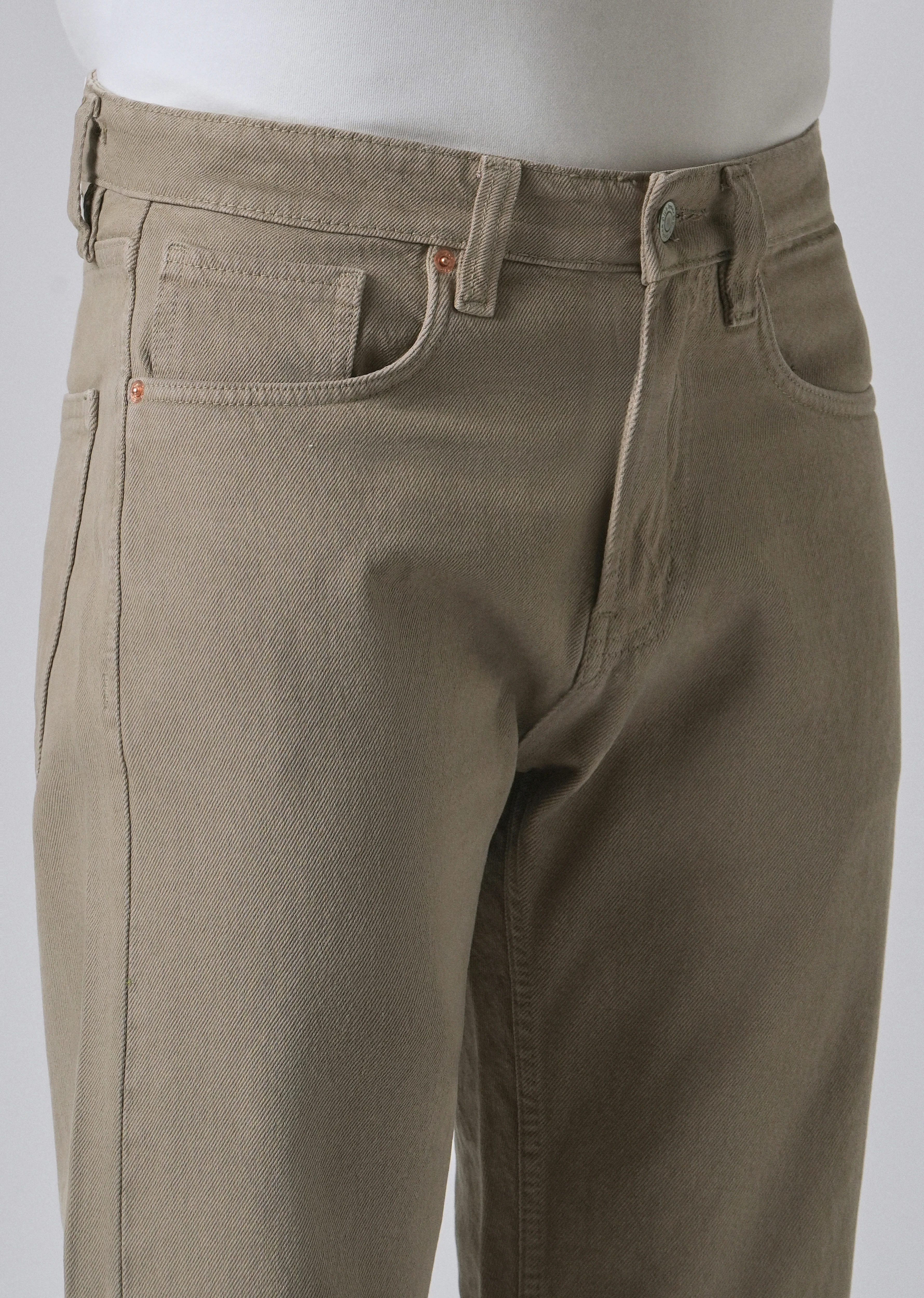Khaki Green Straight Fit Denim - Image 5