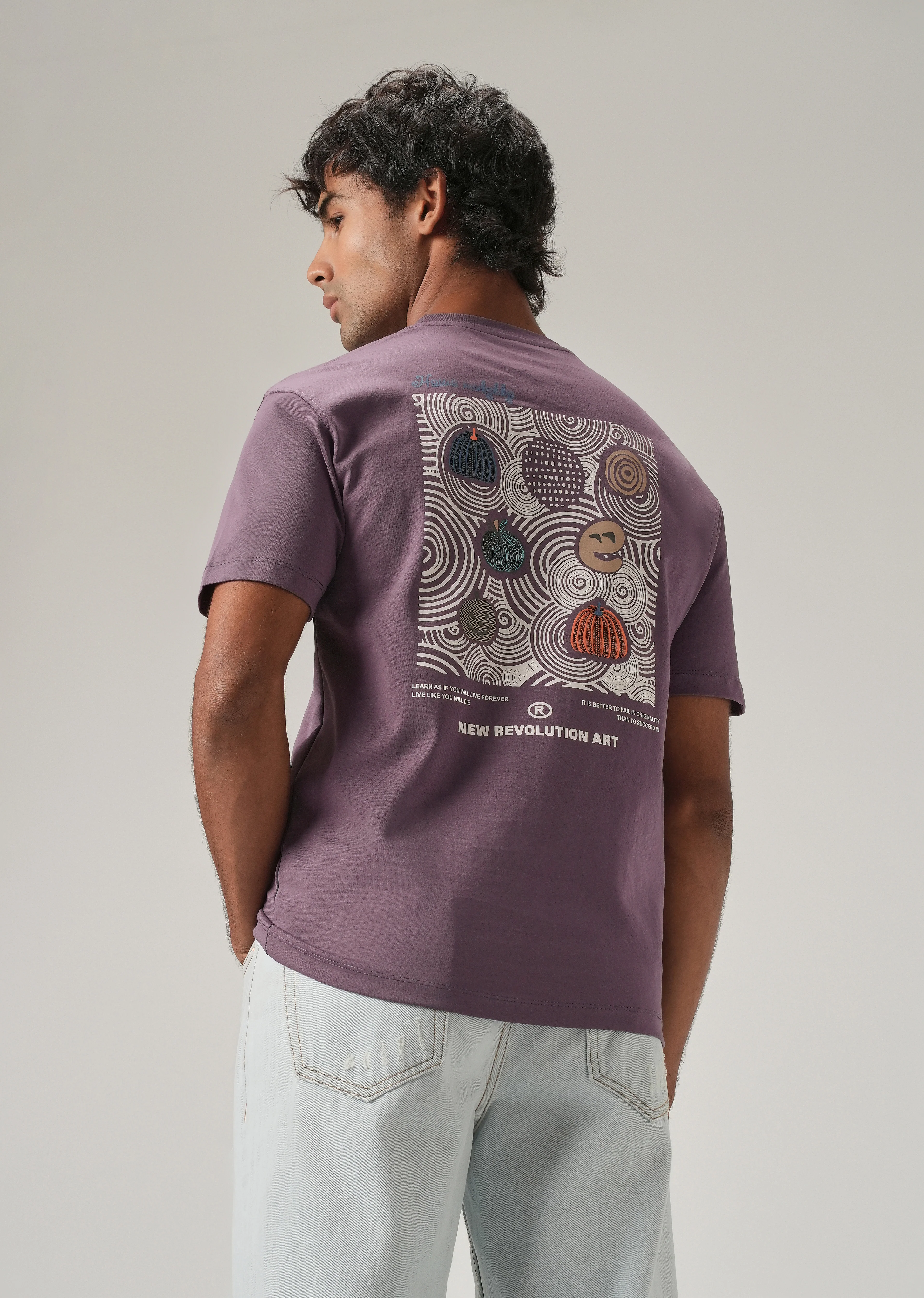 Lavender Back Print Slim Fit T-Shirt
