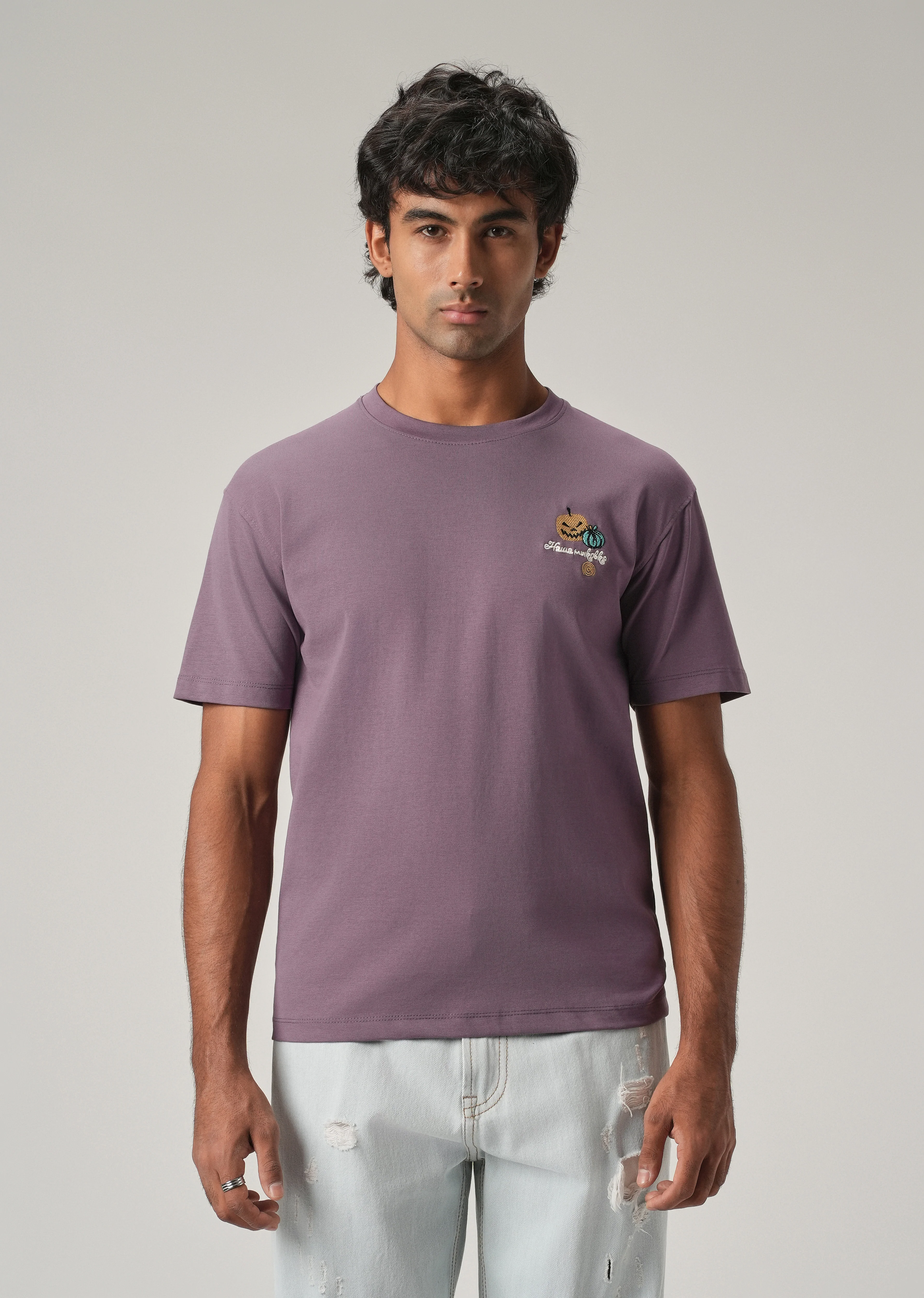 Lavender Back Print Slim Fit T-Shirt - Image 3