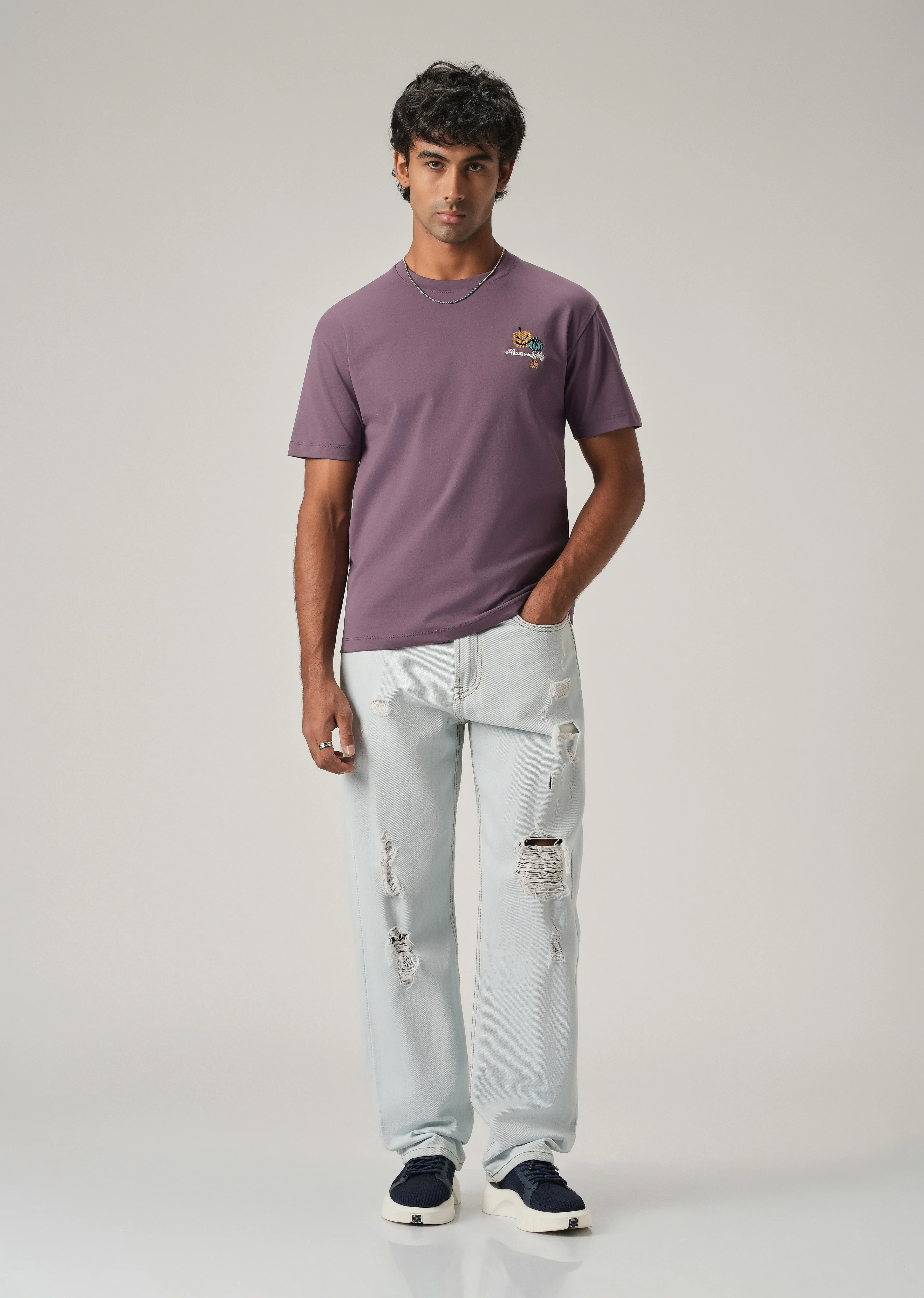 Lavender Back Print Slim Fit T-Shirt - Image 6