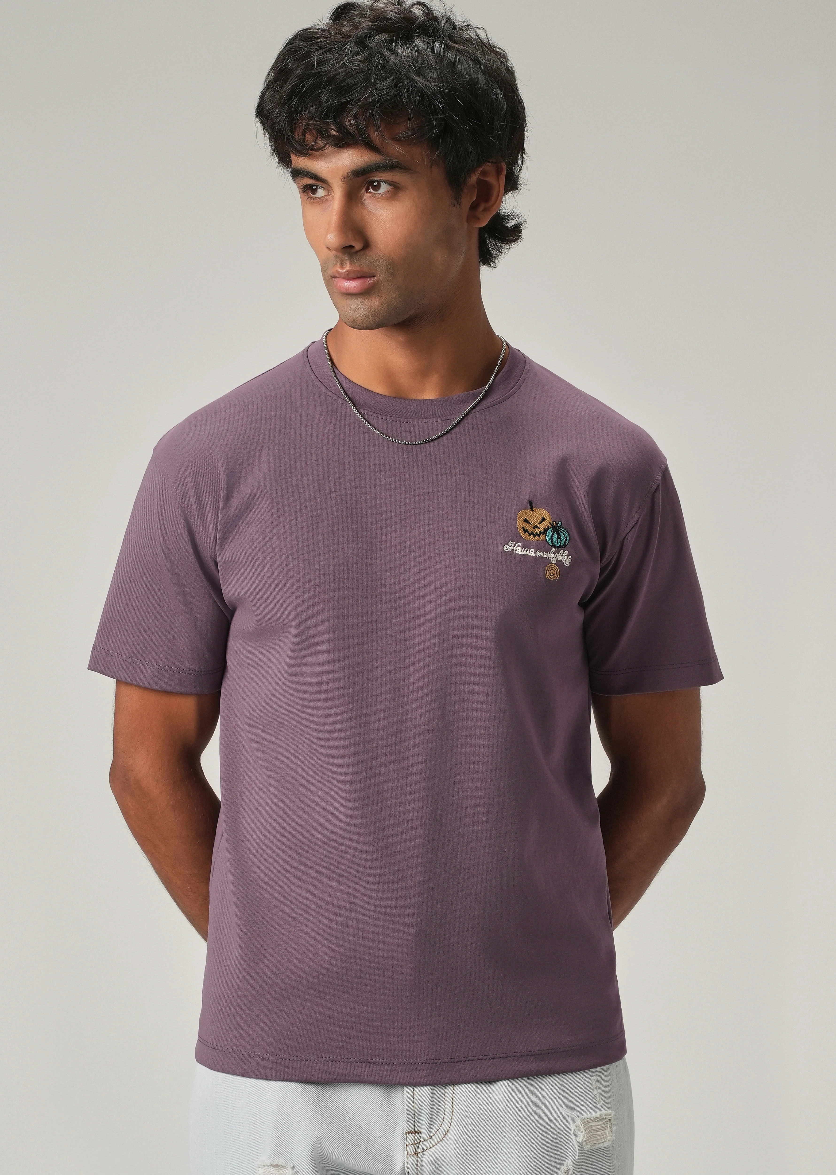 Lavender Back Print Slim Fit T-Shirt - Image 7