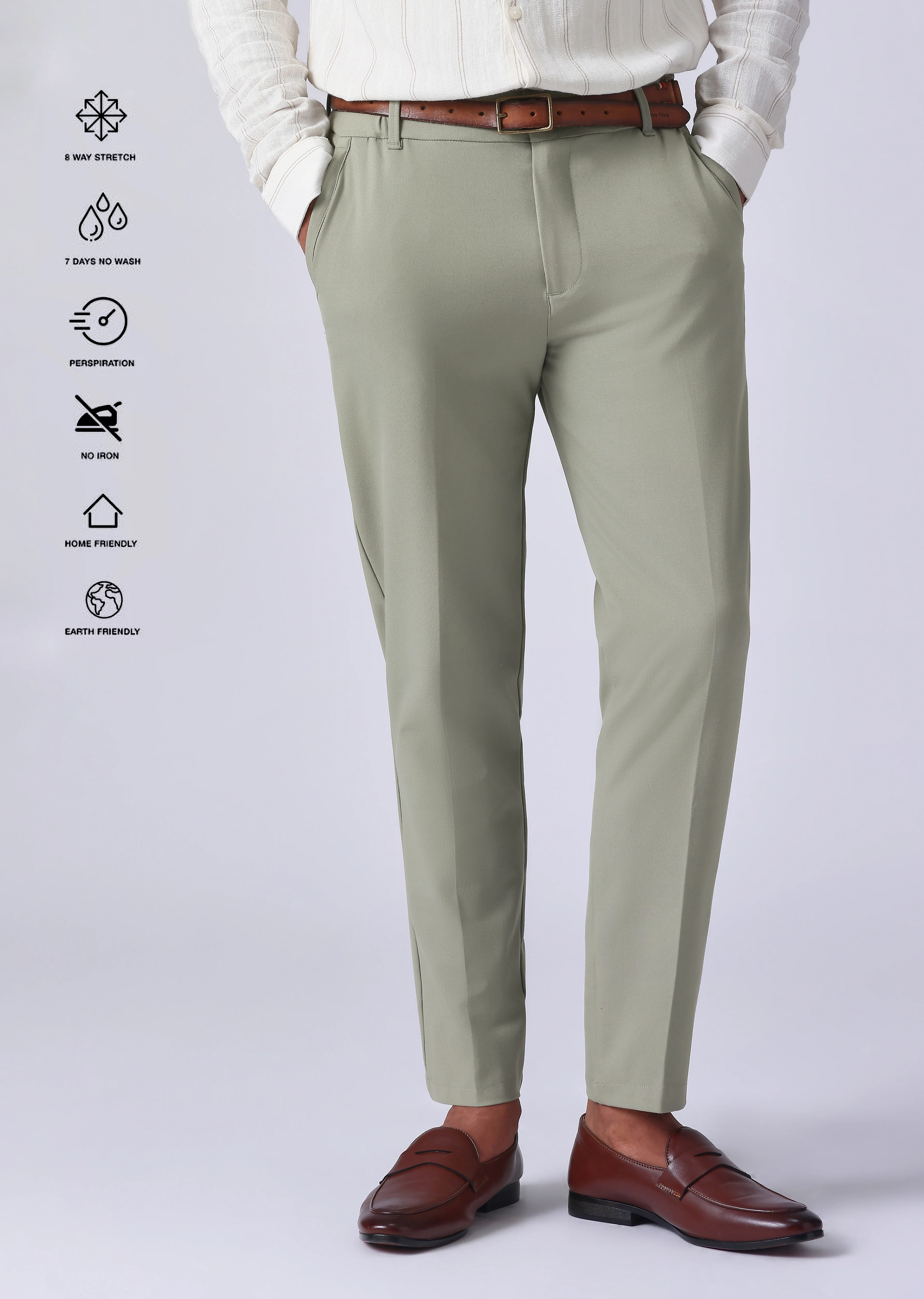 Light Green 8 Way Stretch Trousers