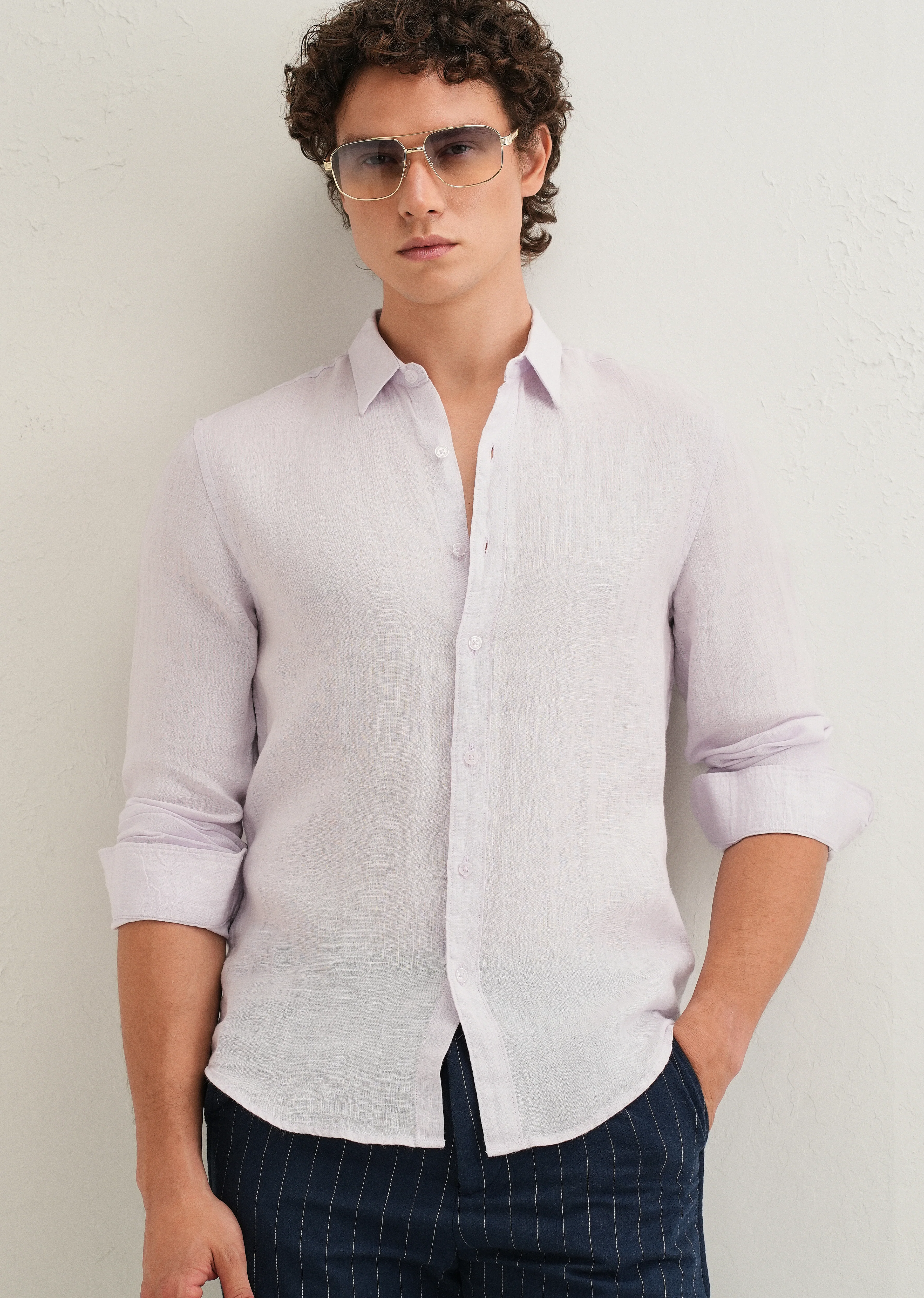 Light Lavender Pure Linen Shirt
